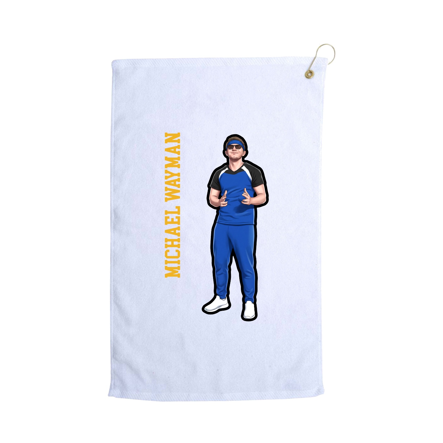 Golf Towel — Name Vertical in White