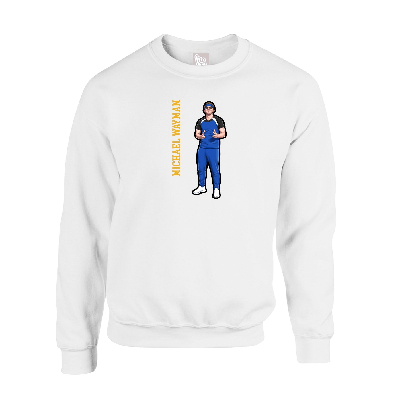 Fleece Crew — Name Vertical in White