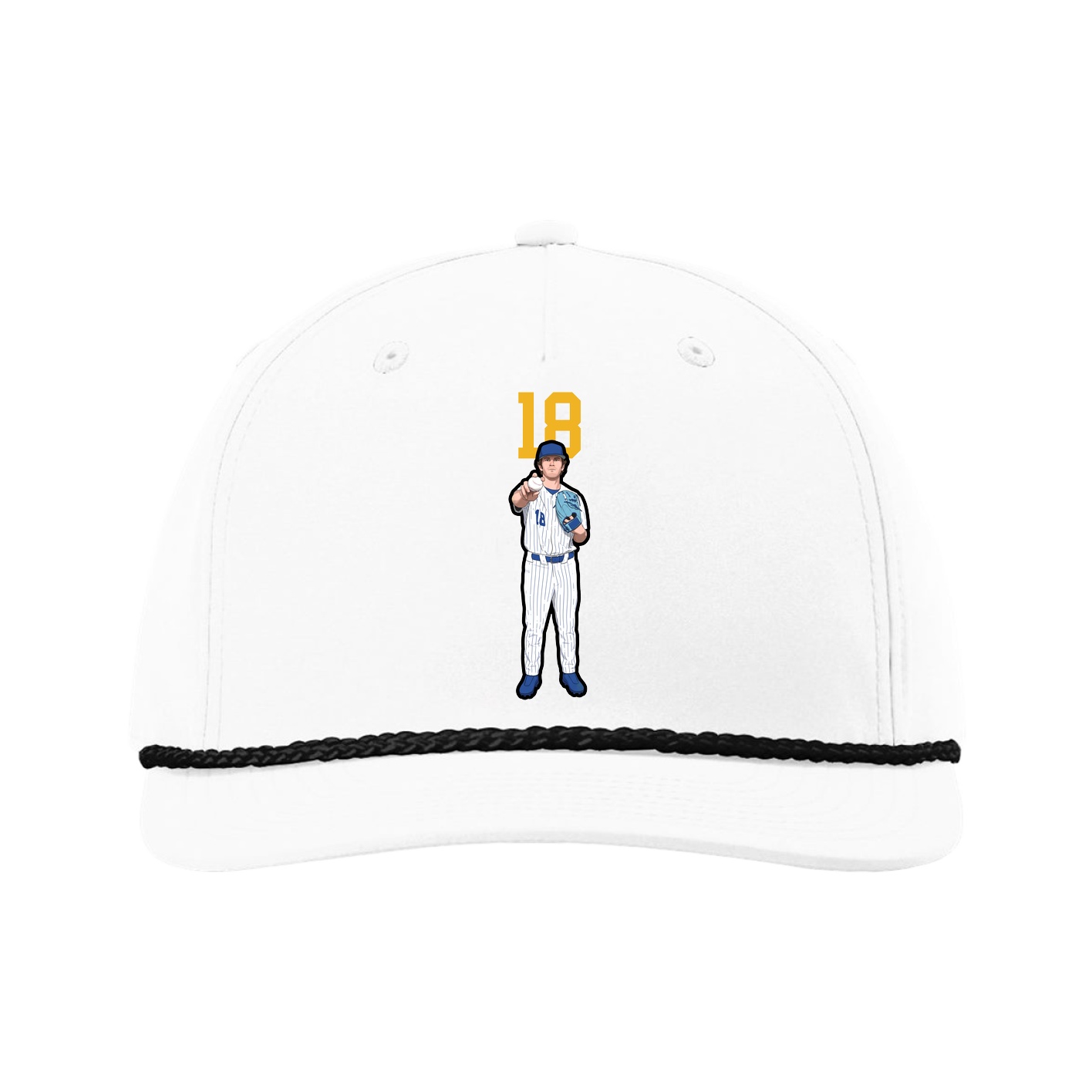 Five-Panel Classic Rope Cap — Number Top in White