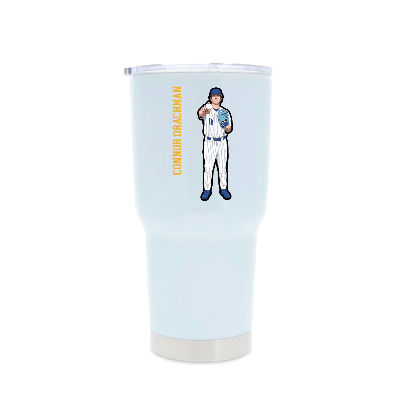 30oz Stainless Steel Tumbler — Name Vertical in White