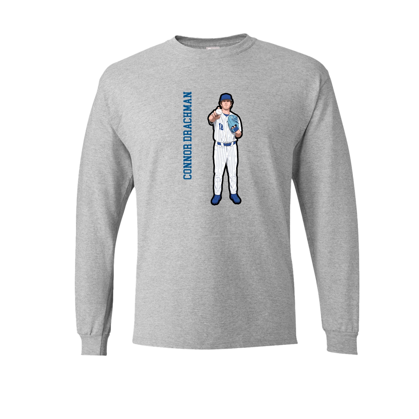 Long Sleeve Tee — Name Vertical in Grey