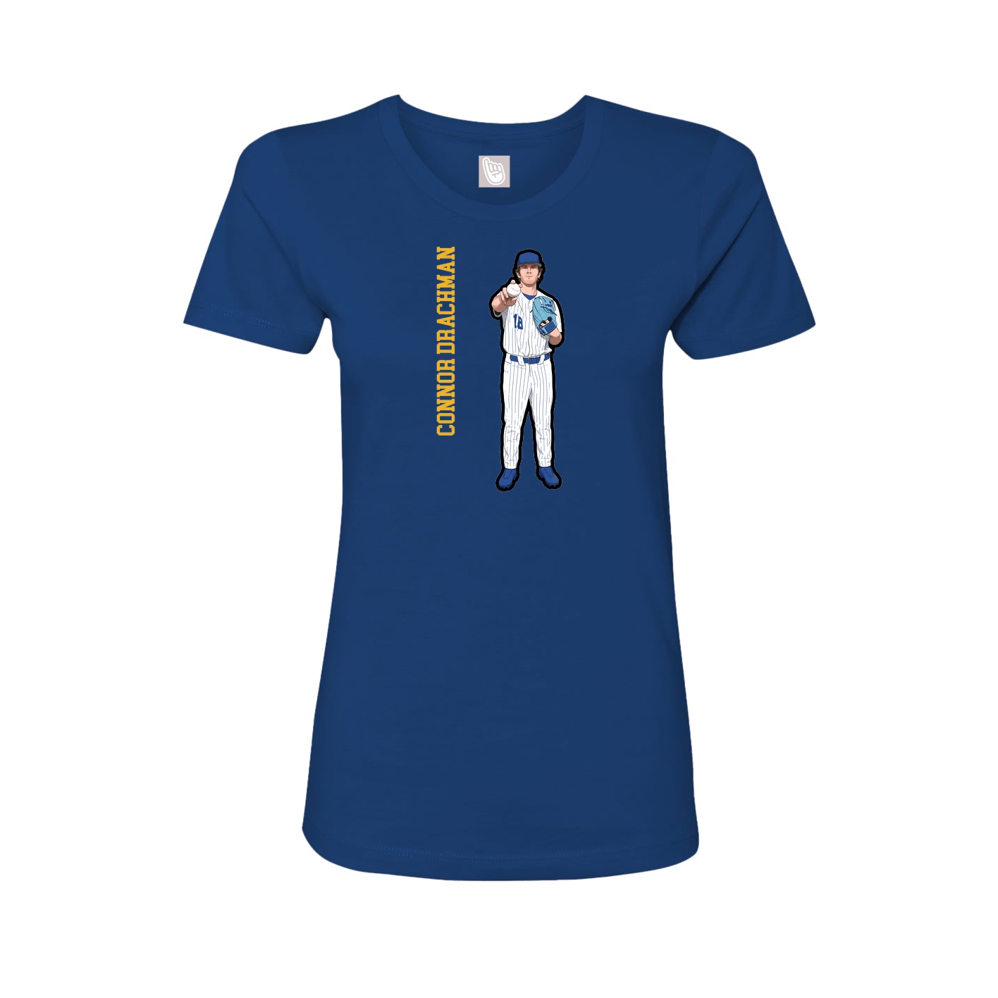 Fitted Women's Tee — Name Vertical in Royal