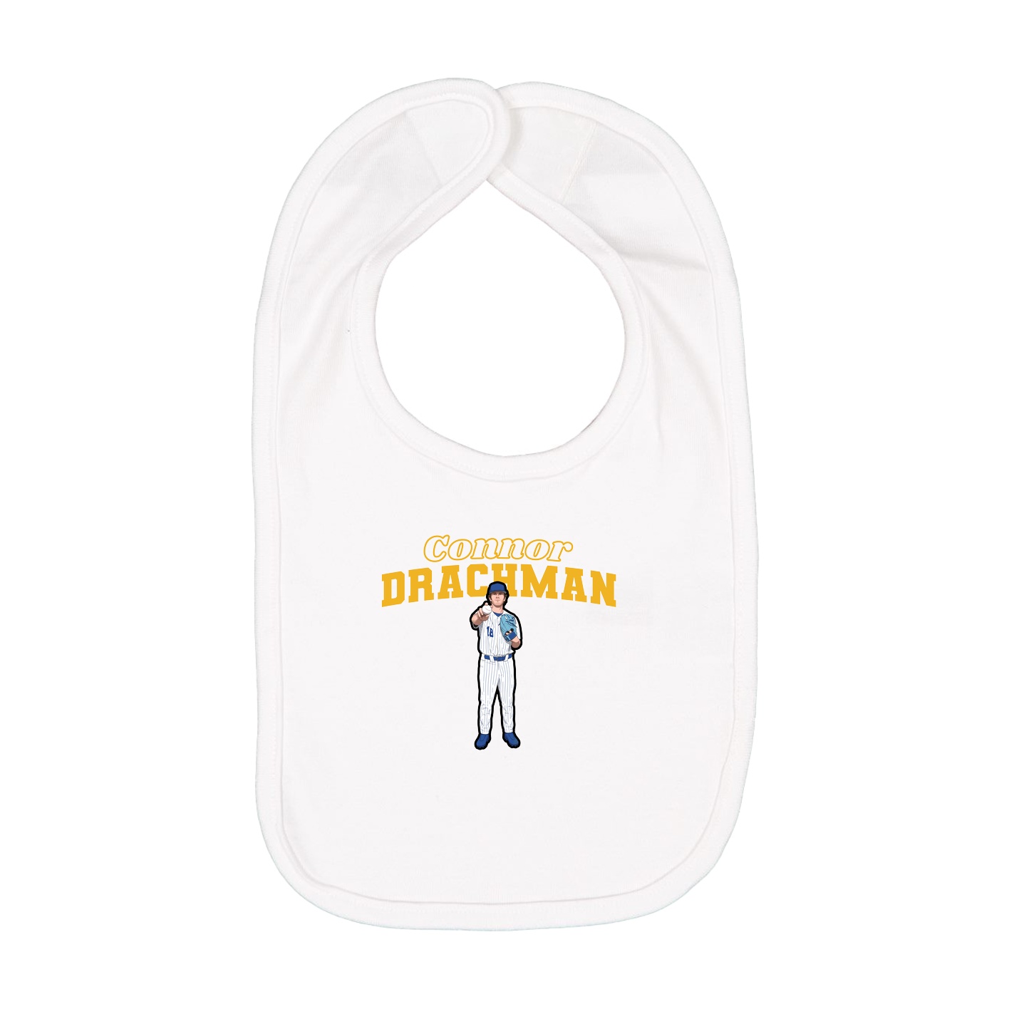 Infant Bib — Name Arch in White