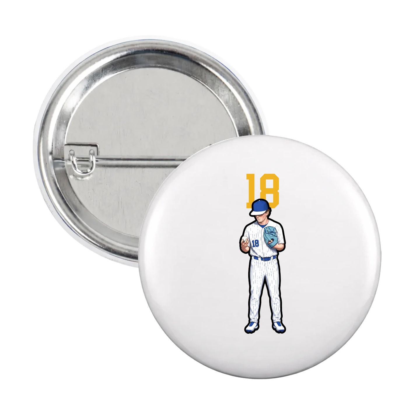 Game Day Button — Number Top in White