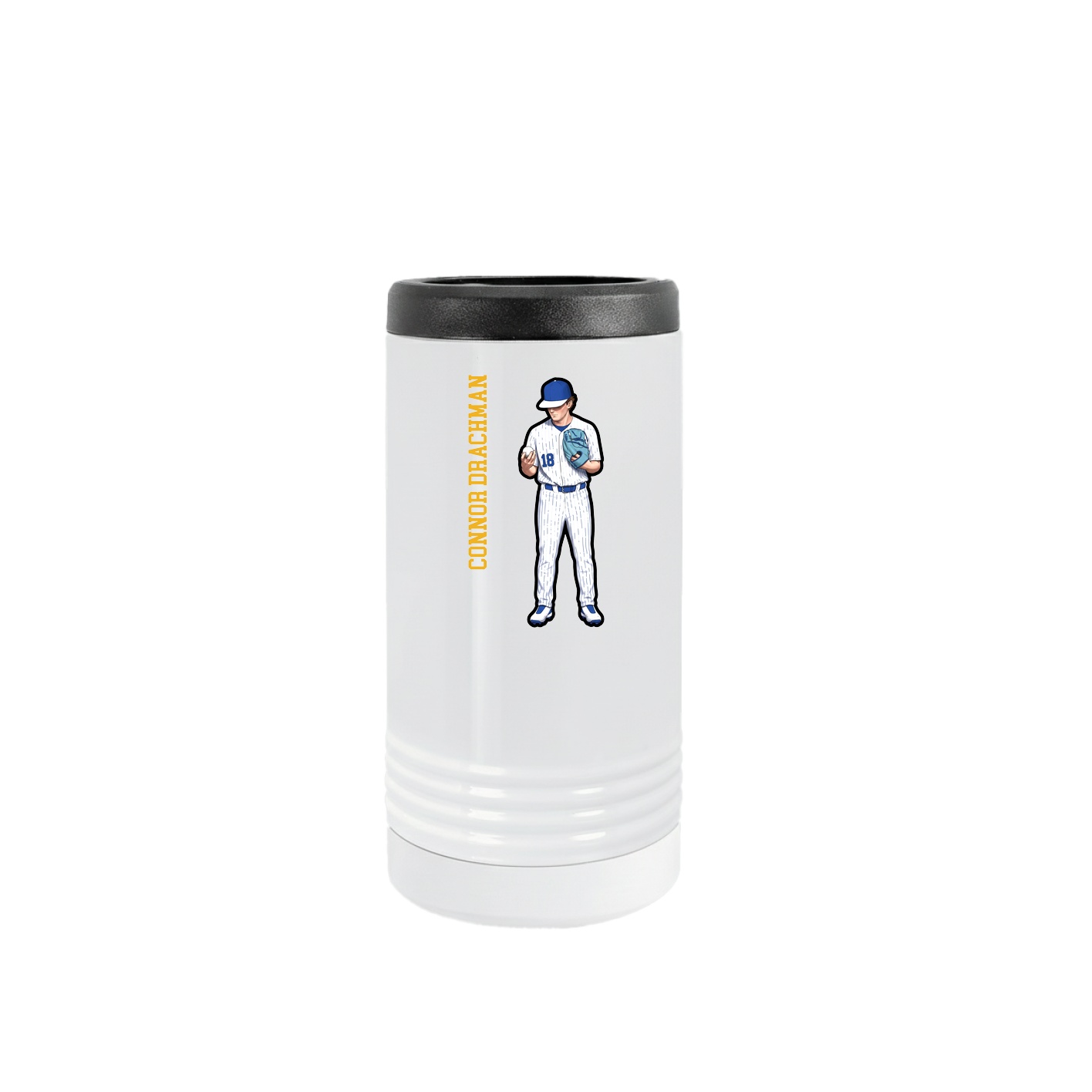Slim Beverage Holder — Name Vertical in White