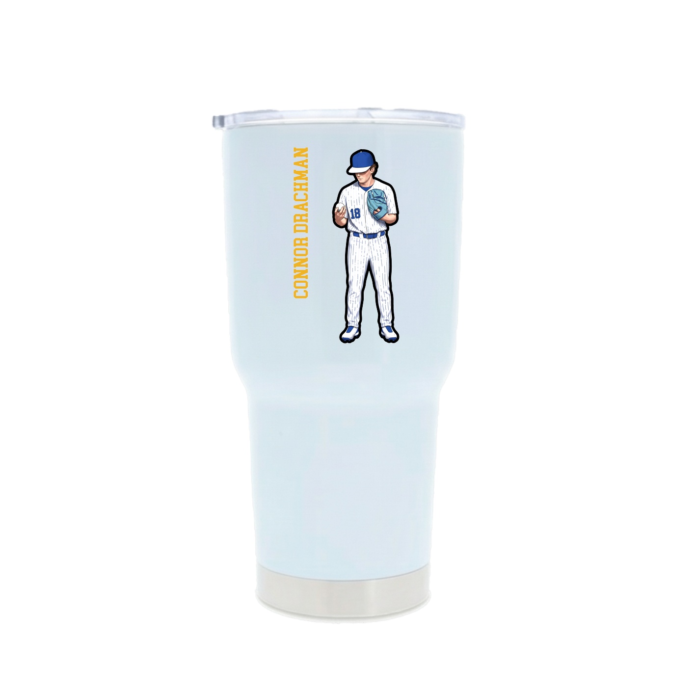 30oz Stainless Steel Tumbler — Name Vertical in White