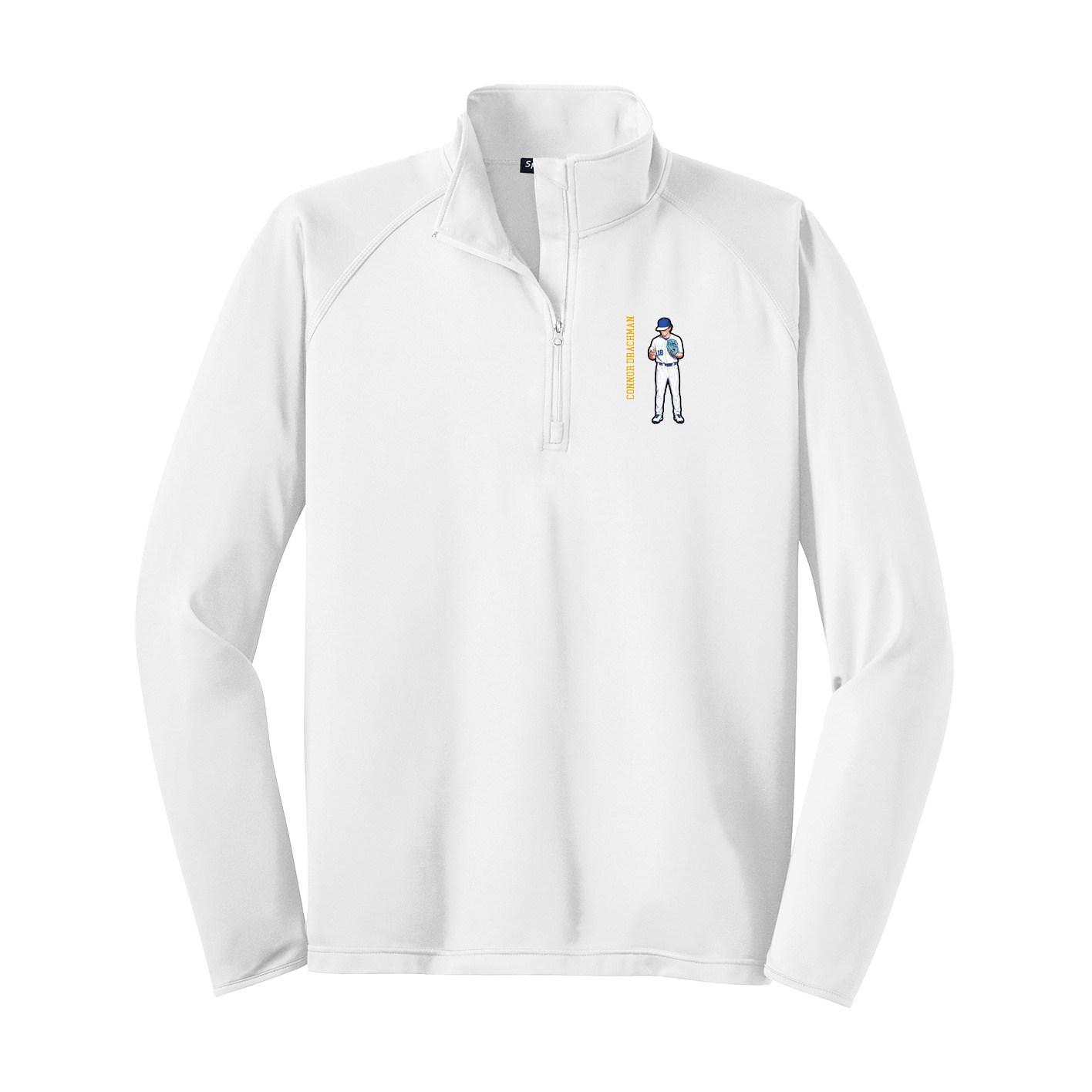 Q-Zip Pullover — Name Vertical in White