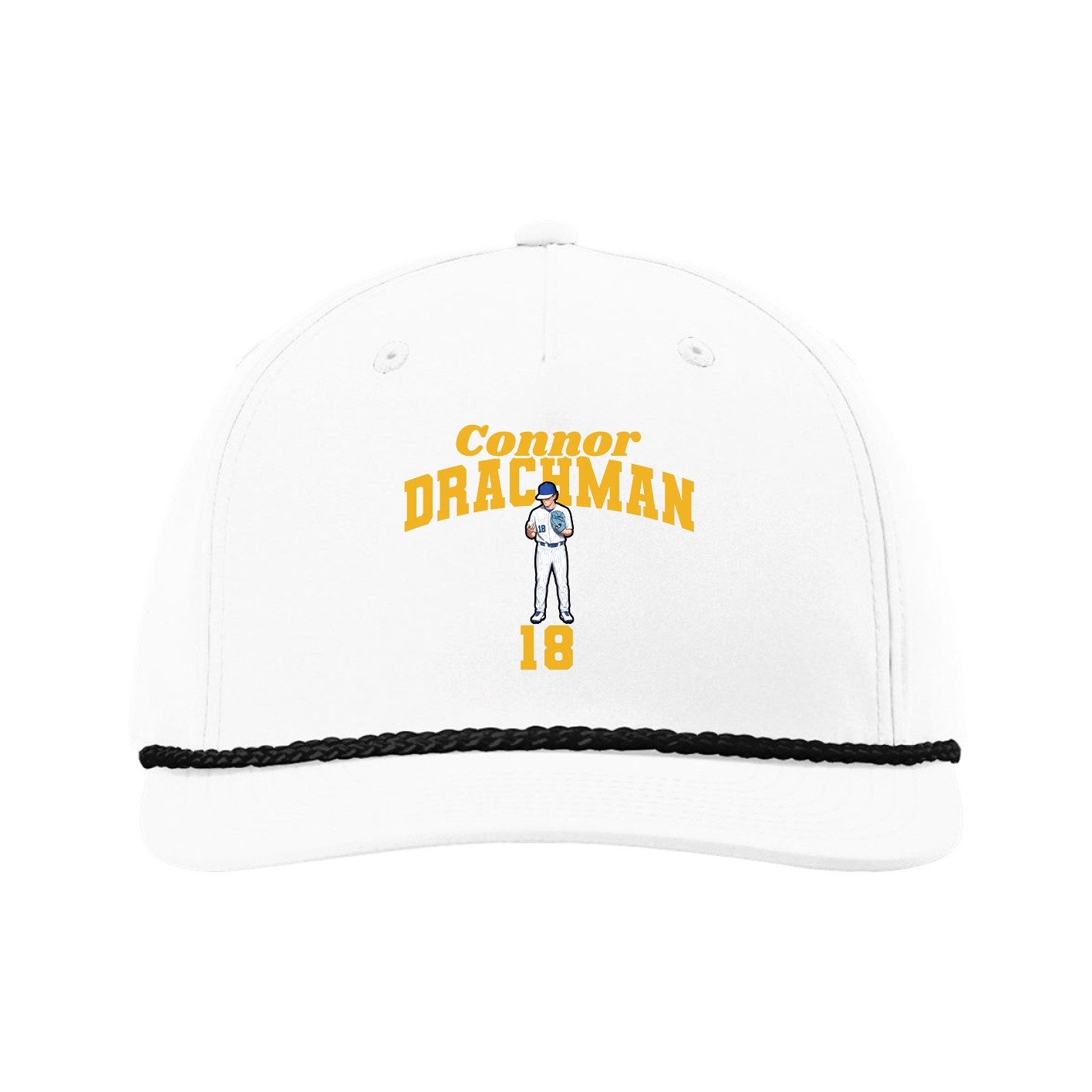 Five-Panel Classic Rope Cap — Signature Arch in White