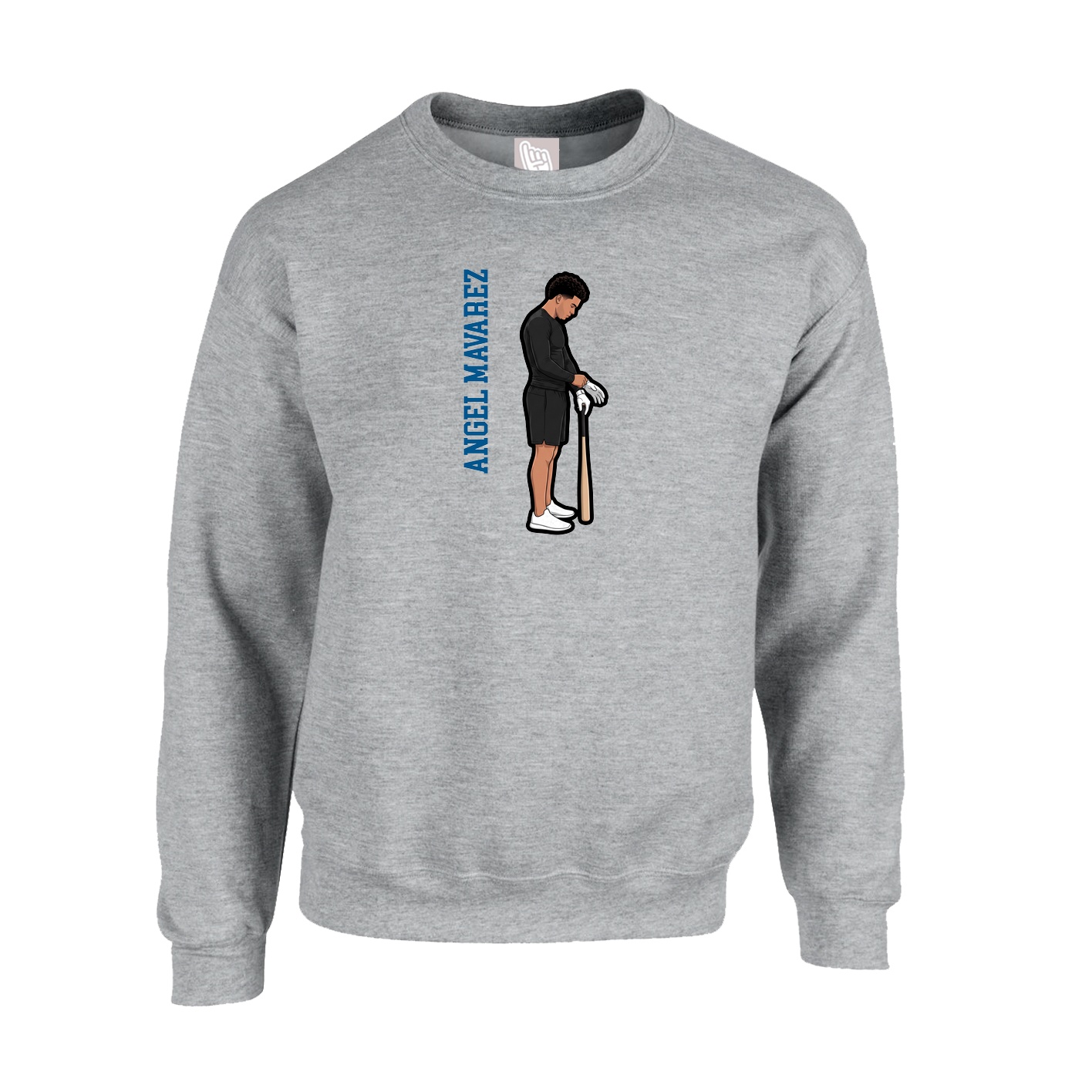 Fleece Crew — Name Vertical in Grey