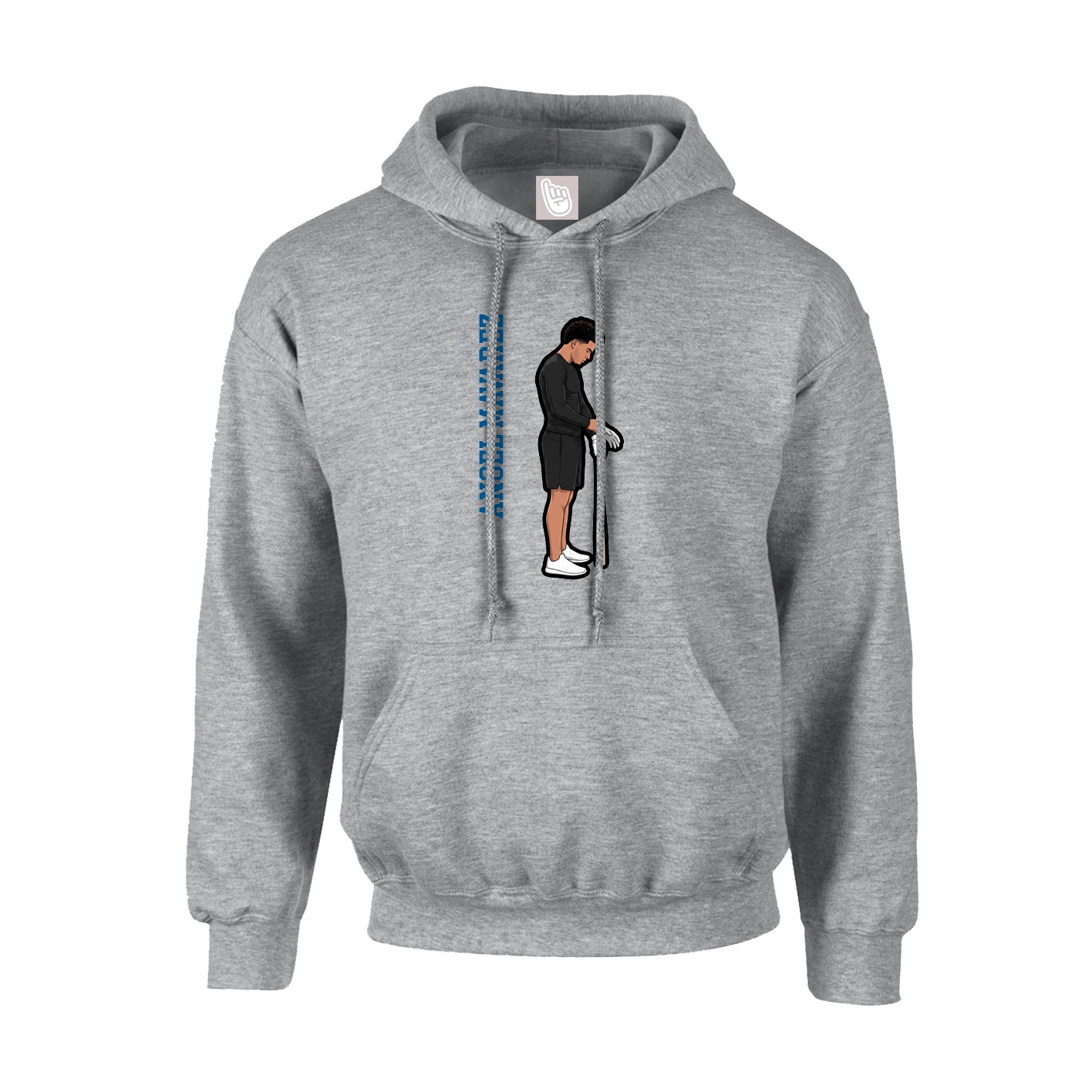 Youth Hoodie — Name Vertical in Grey