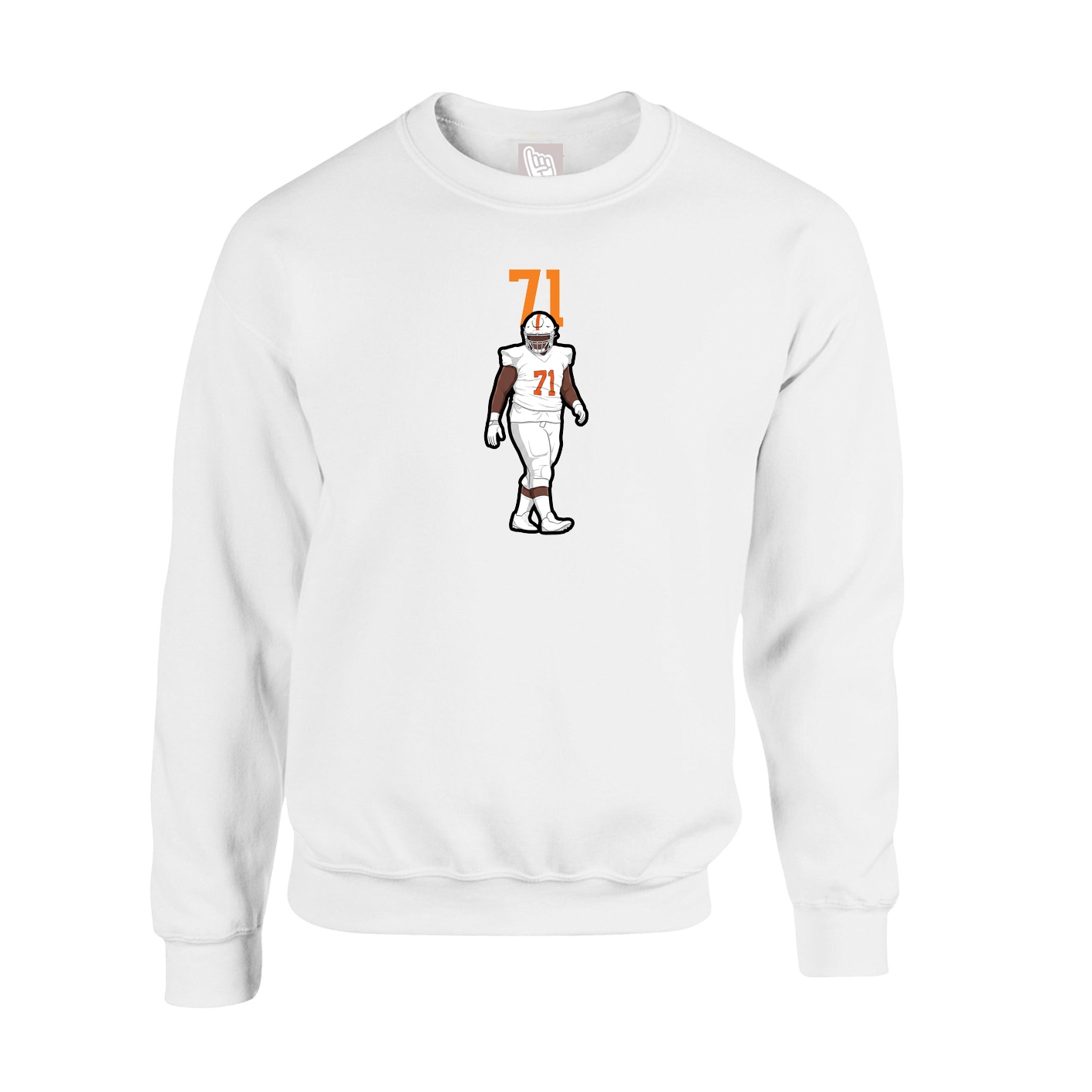 Fleece Crew — Number Top in White