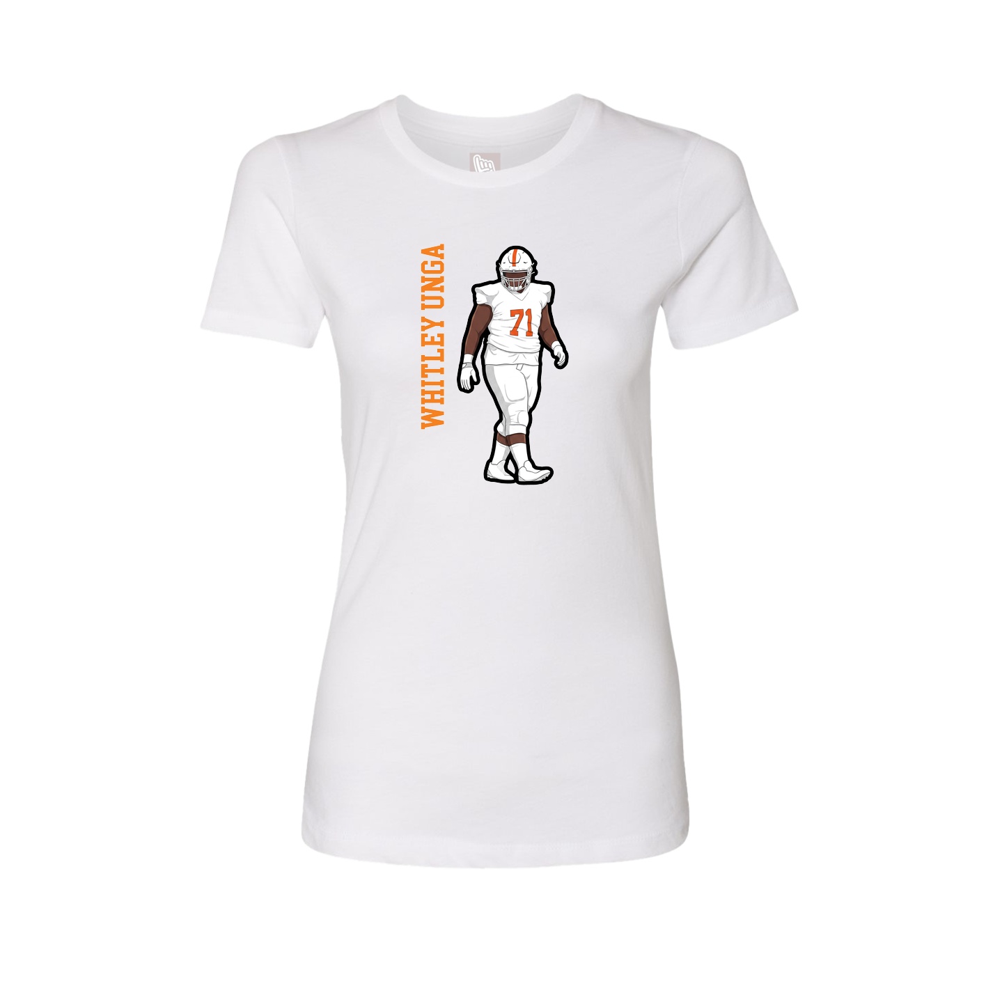 Fitted Women's Tee — Name Vertical in White