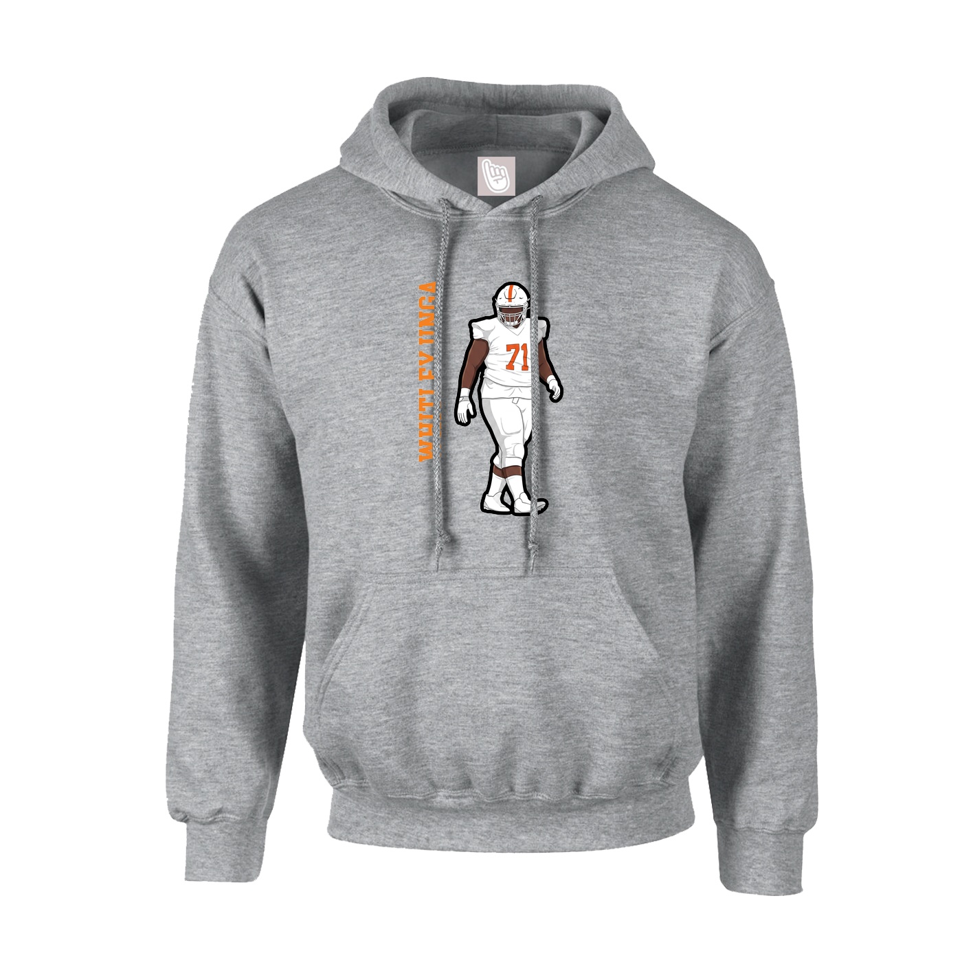 Youth Hoodie — Name Vertical in Grey