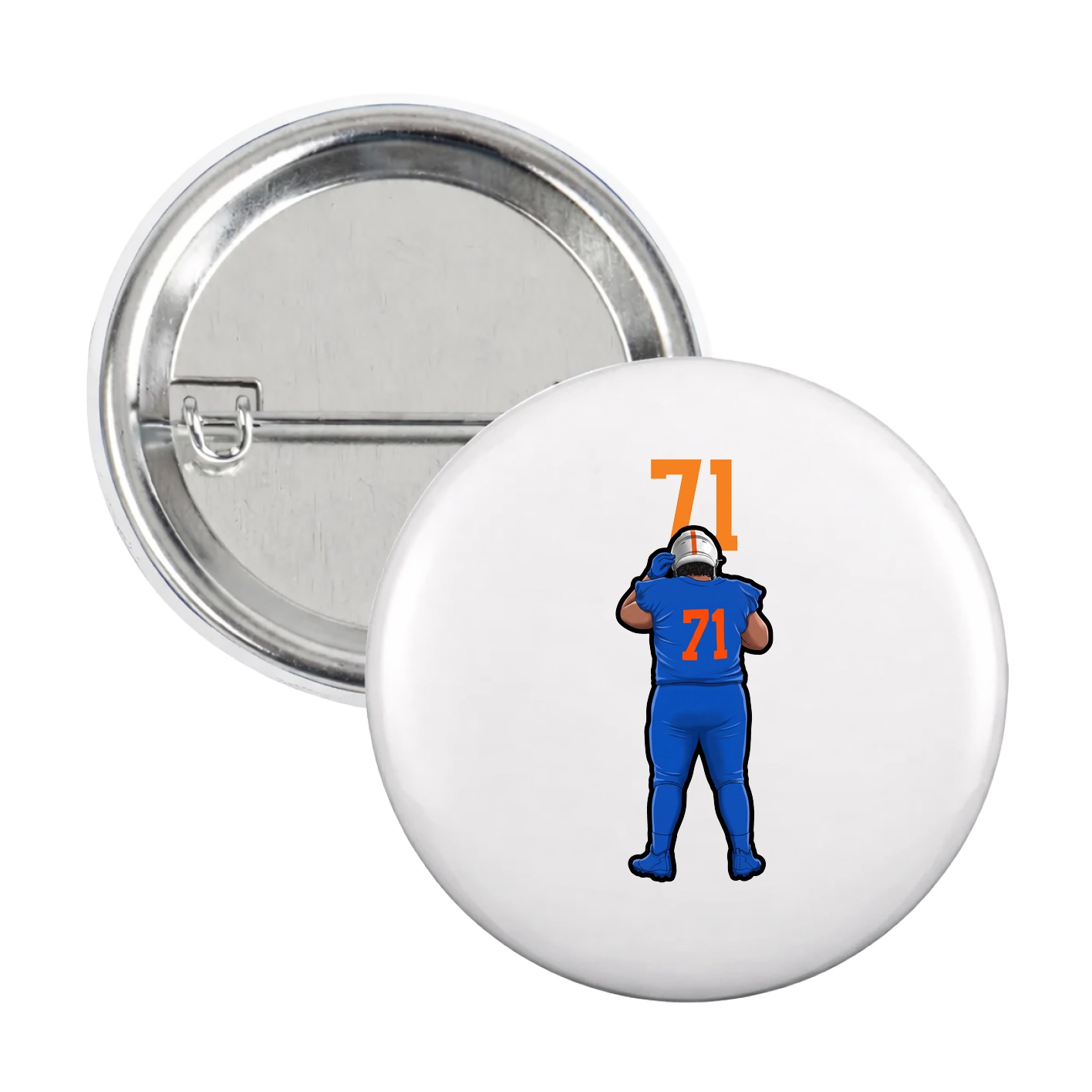 Game Day Button — Number Top in White