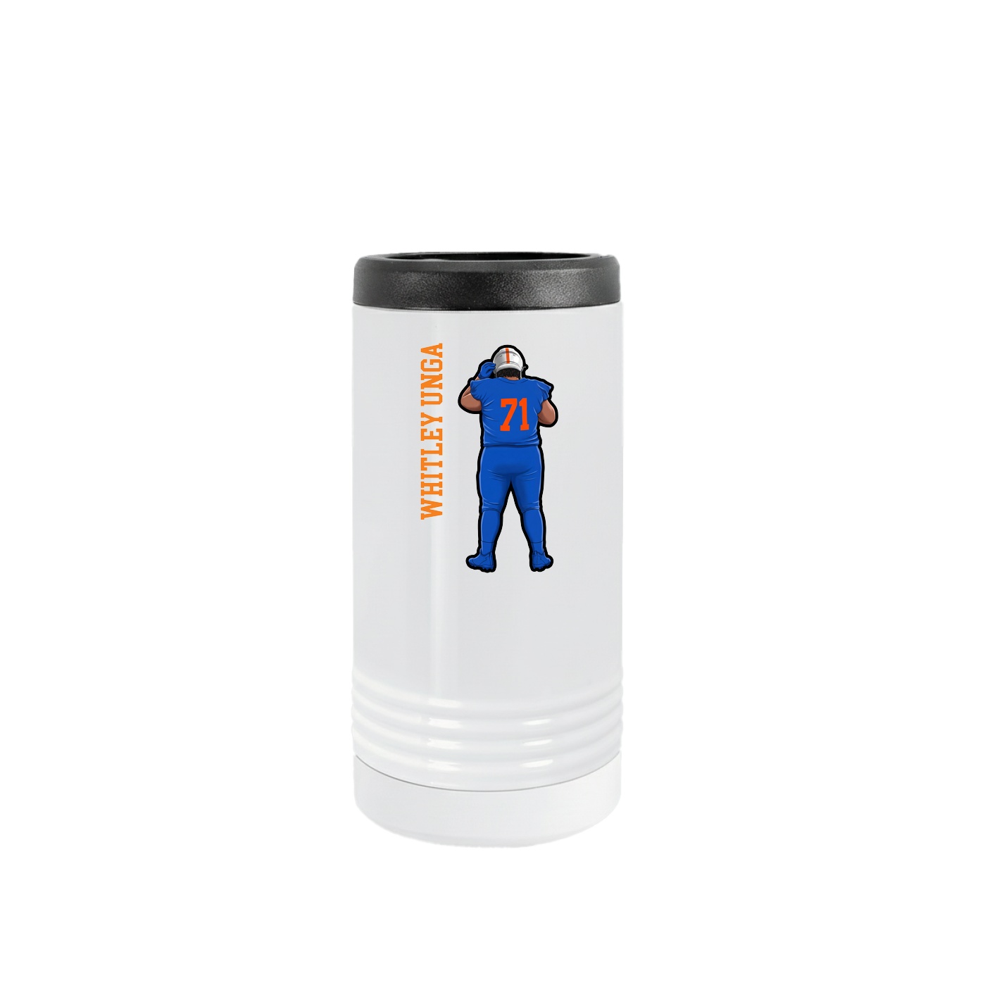 Slim Beverage Holder — Name Vertical in White