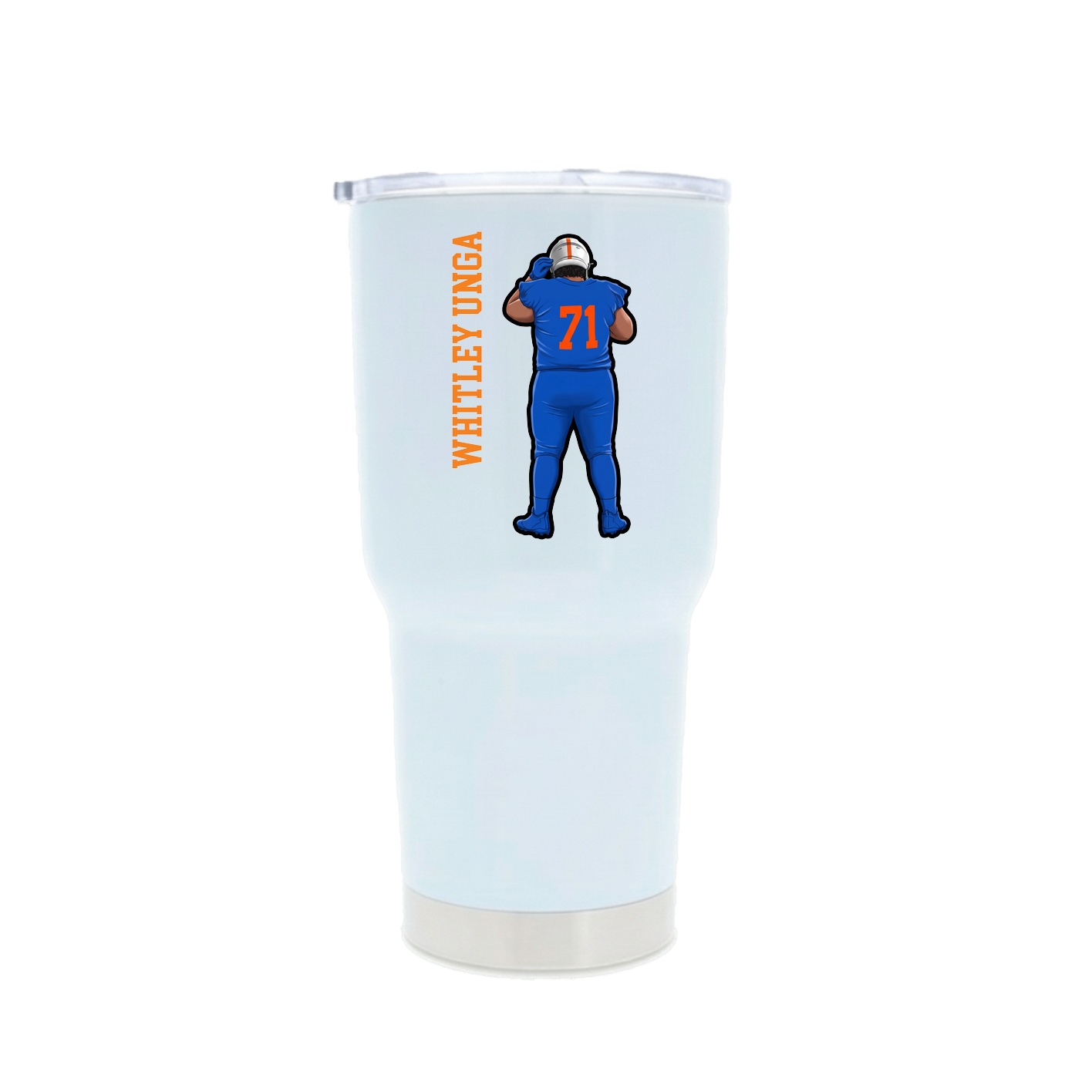 30oz Stainless Steel Tumbler — Name Vertical in White