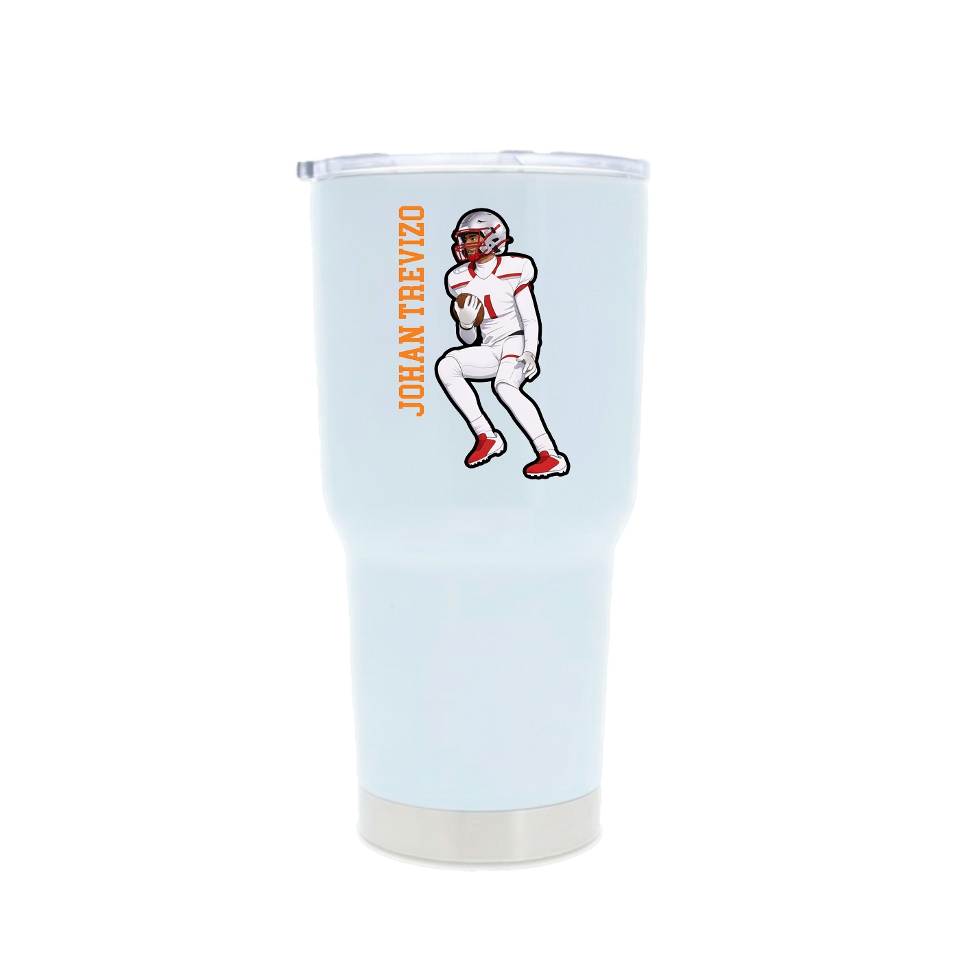 30oz Stainless Steel Tumbler — Name Vertical in White