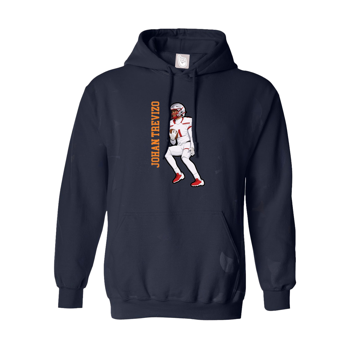 Hoodie — Name Vertical in Navy