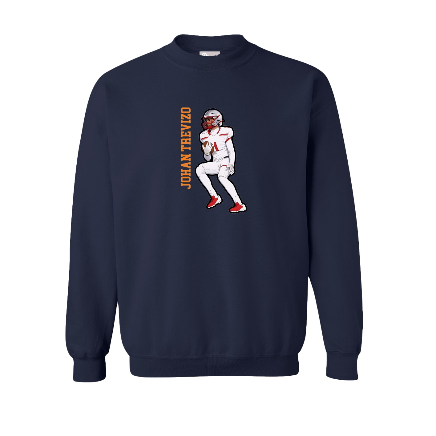 Fleece Crew — Name Vertical in Navy