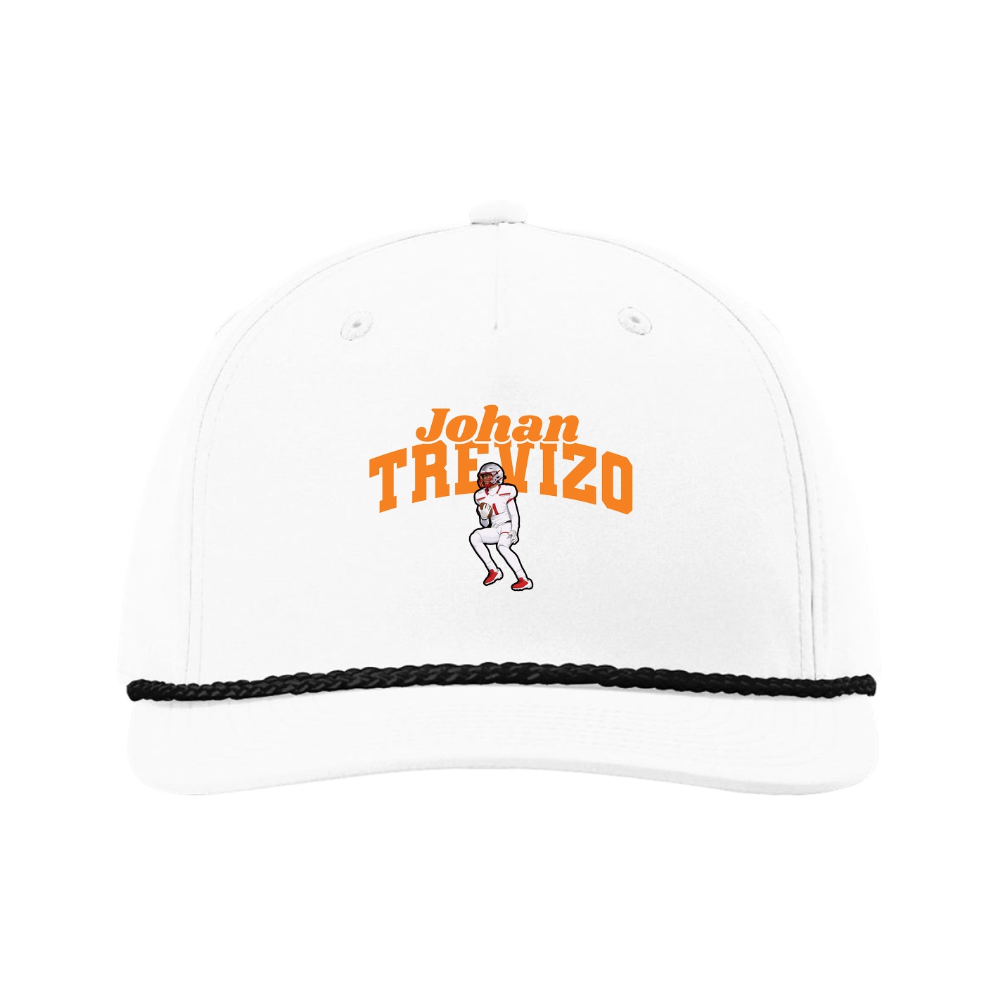 Five-Panel Classic Rope Cap — Signature Arch in White