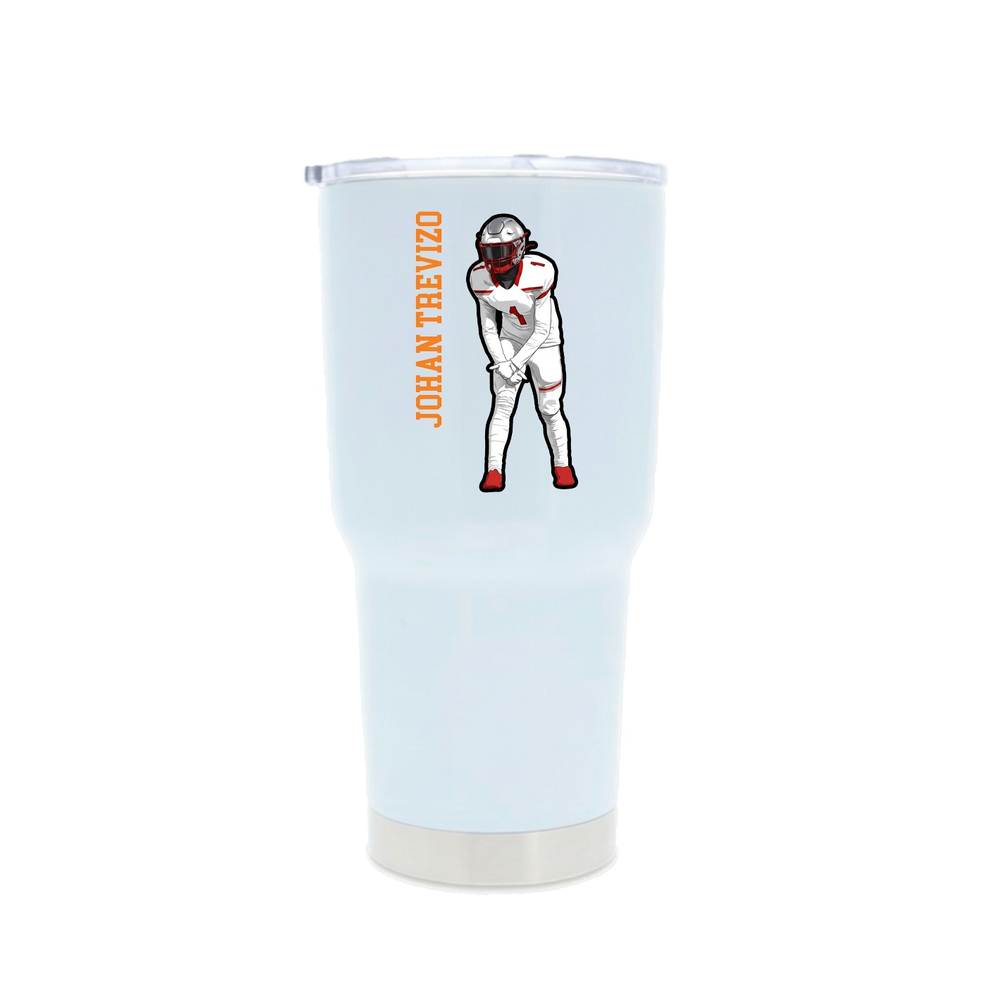 30oz Stainless Steel Tumbler — Name Vertical in White