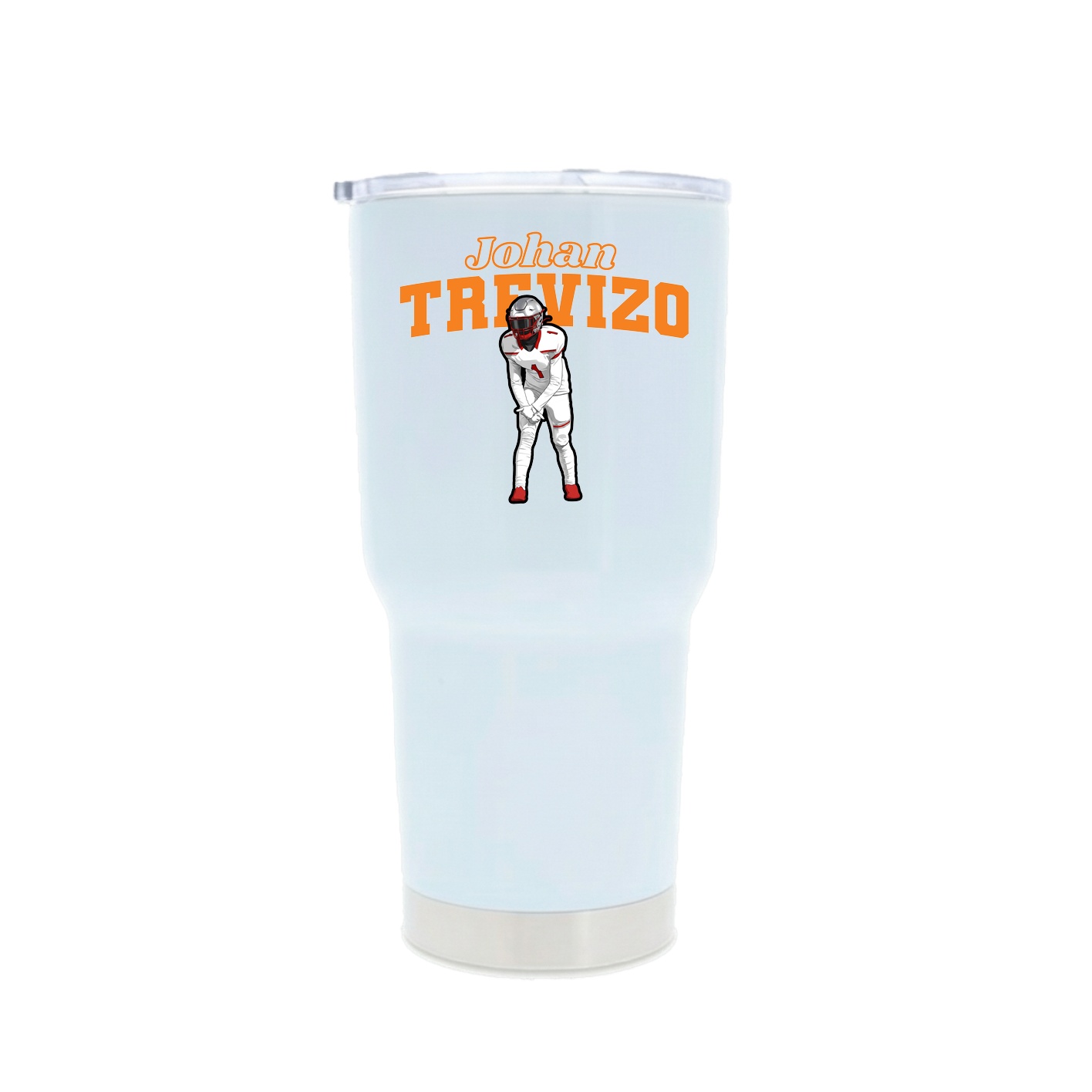 30oz Stainless Steel Tumbler — Name Arch in White