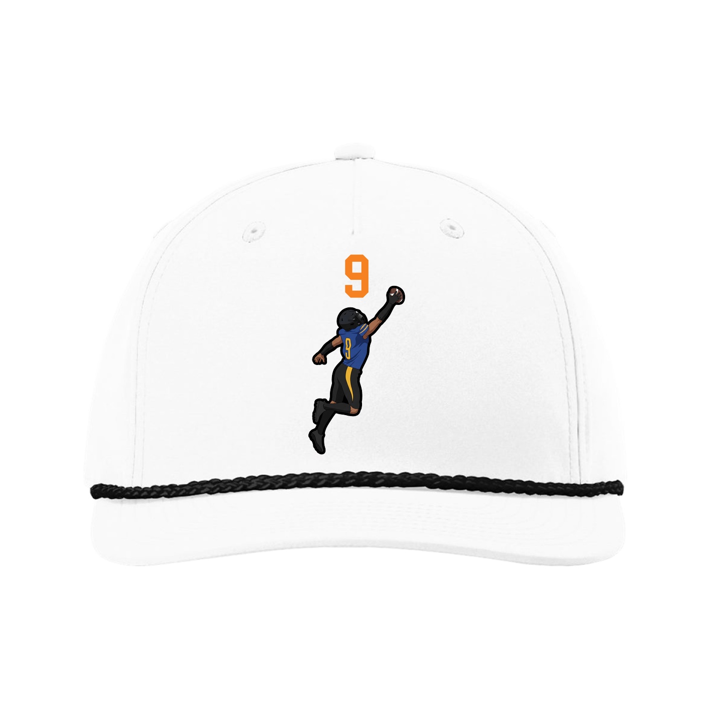 Five-Panel Classic Rope Cap — Number Top in White
