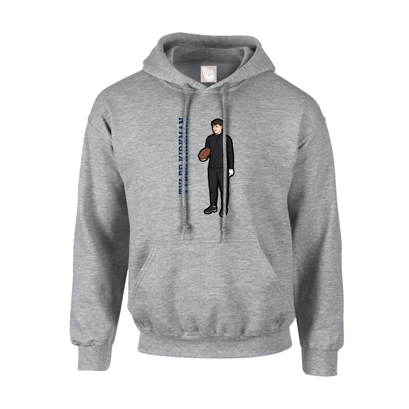 Youth Hoodie — Name Vertical in Grey