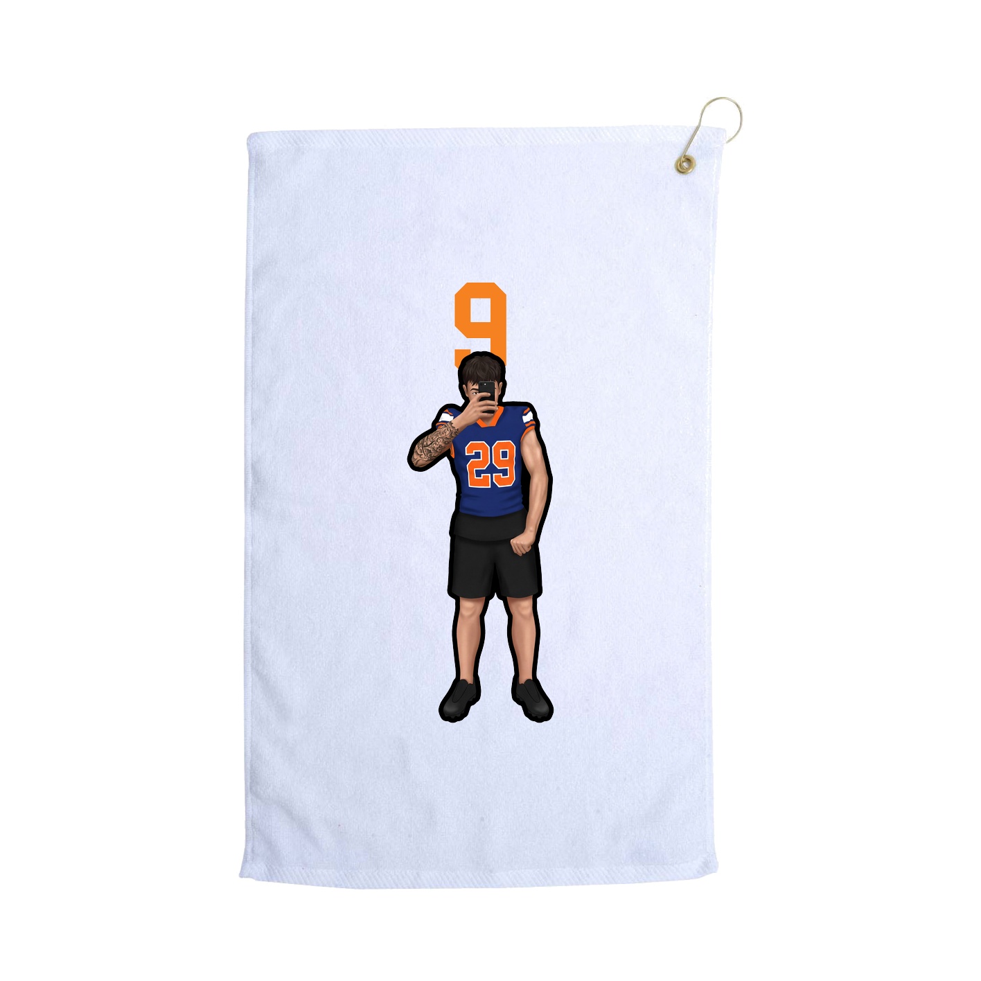 Golf Towel — Number Top in White