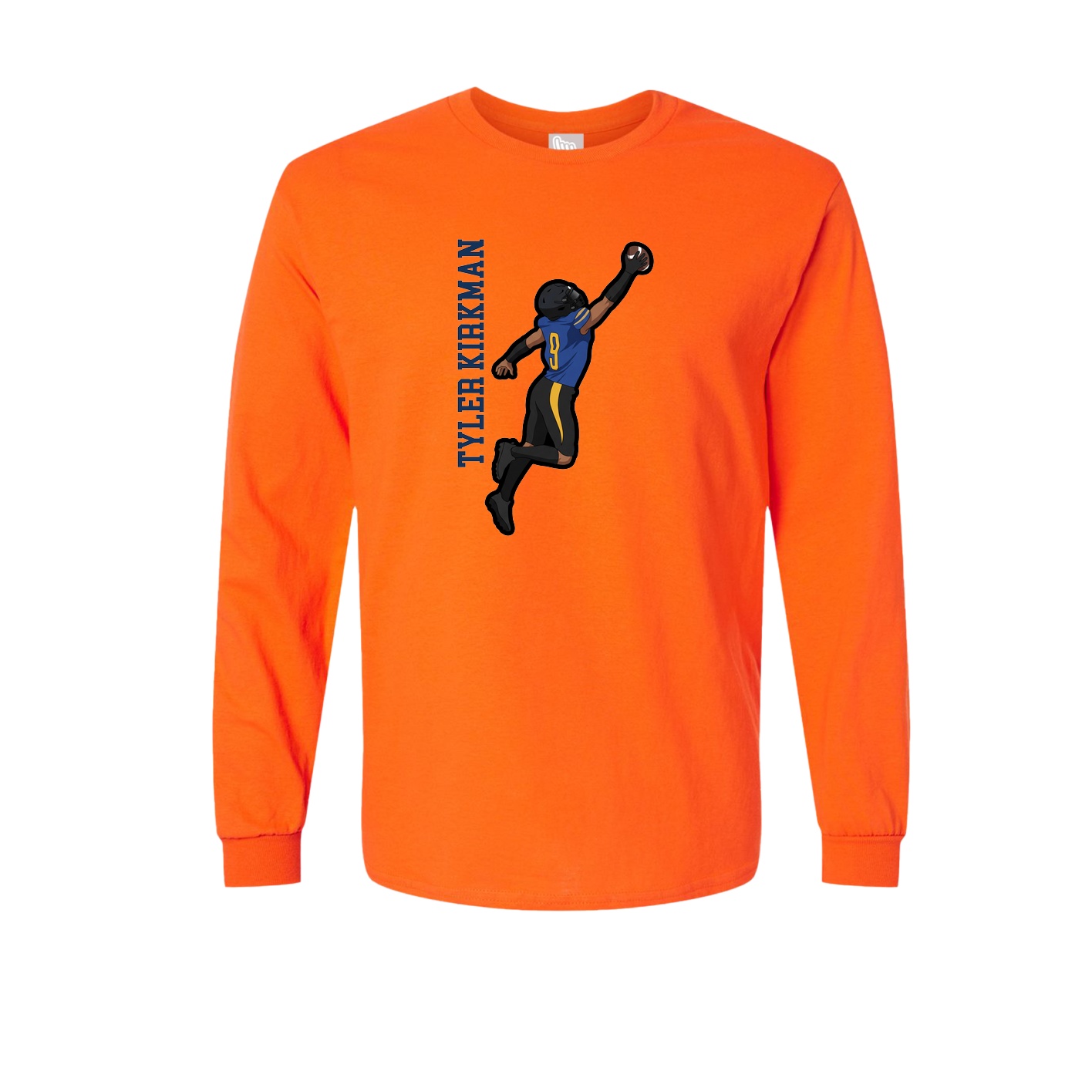 Long Sleeve Tee — Name Vertical in Orange