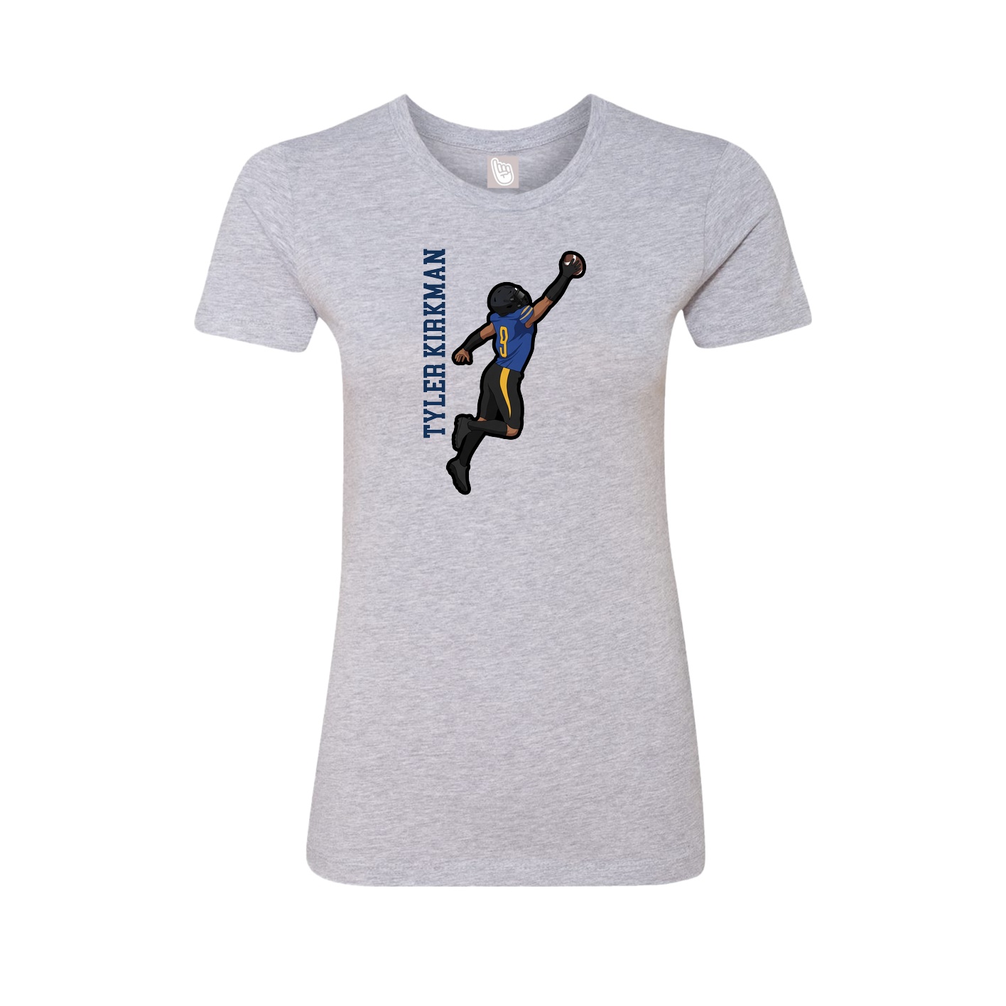 Fitted Women's Tee — Name Vertical in Grey