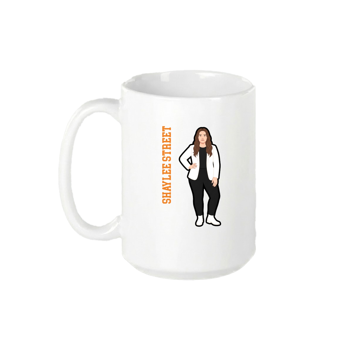 15oz Coffee Mug — Name Vertical in White