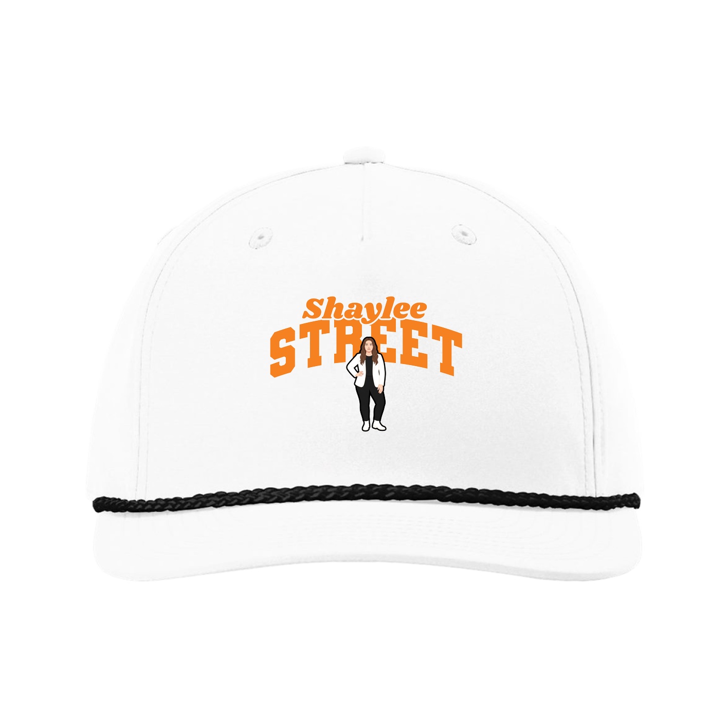 Five-Panel Classic Rope Cap — Signature Arch in White