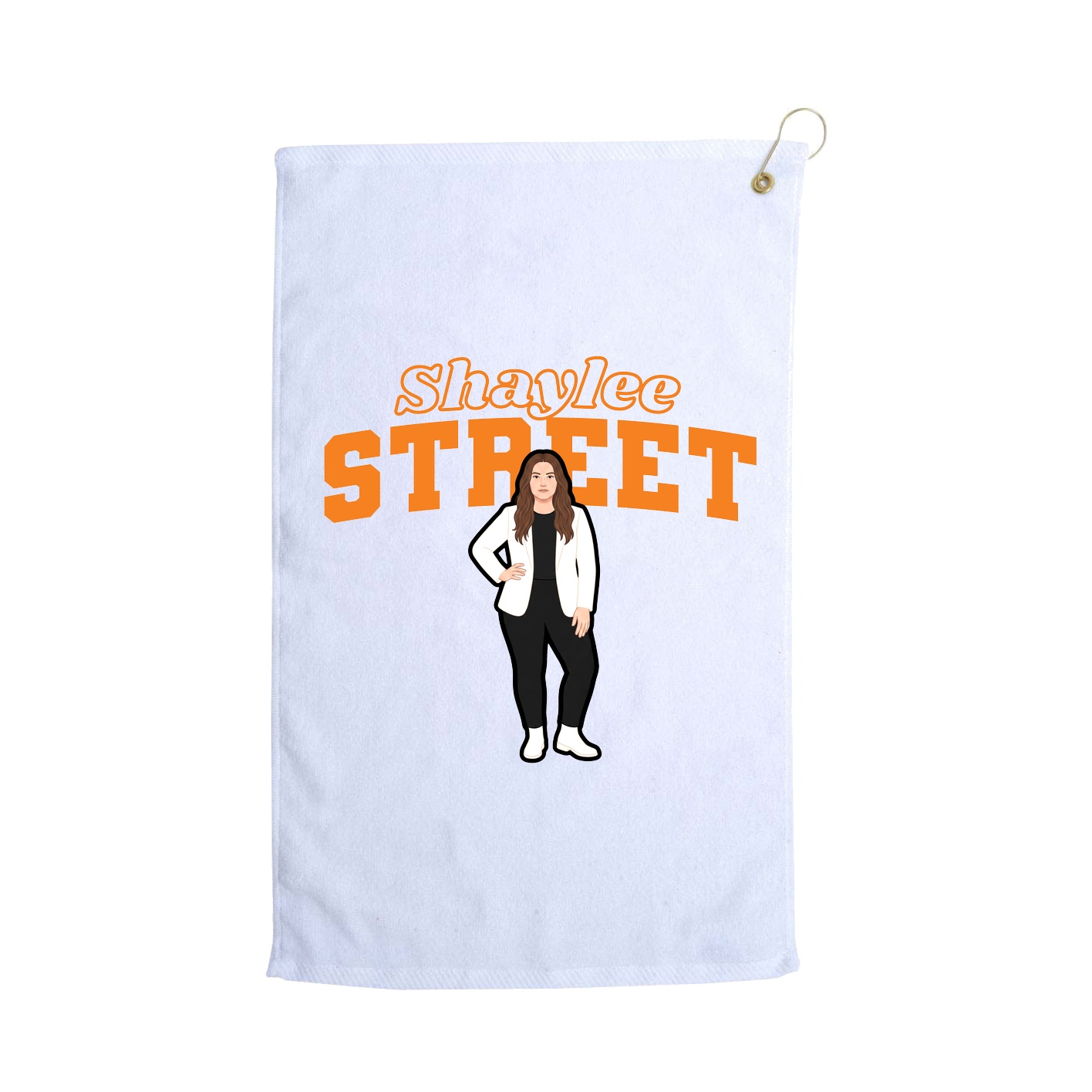 Golf Towel — Name Arch in White