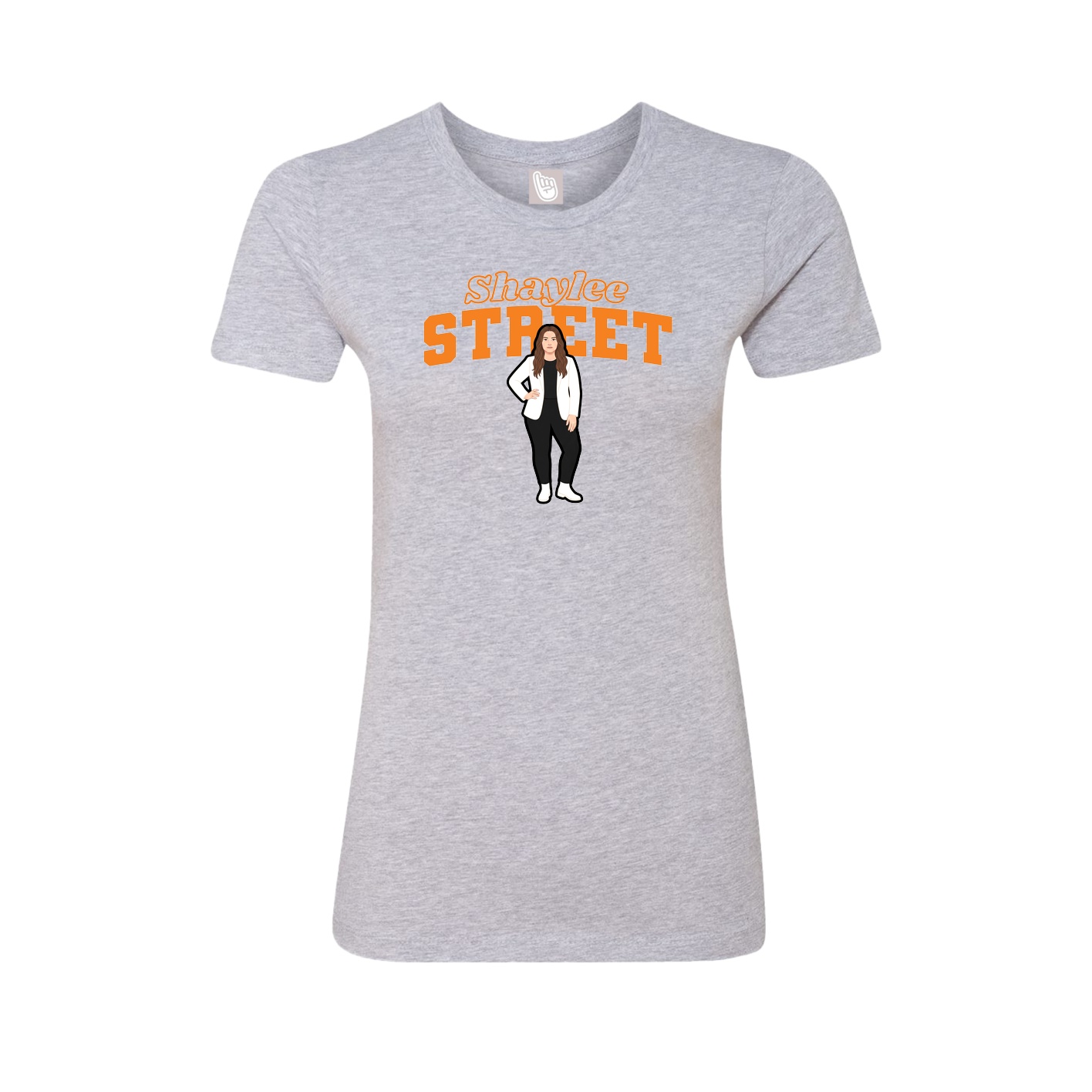 Fitted Women's Tee — Name Arch in Grey