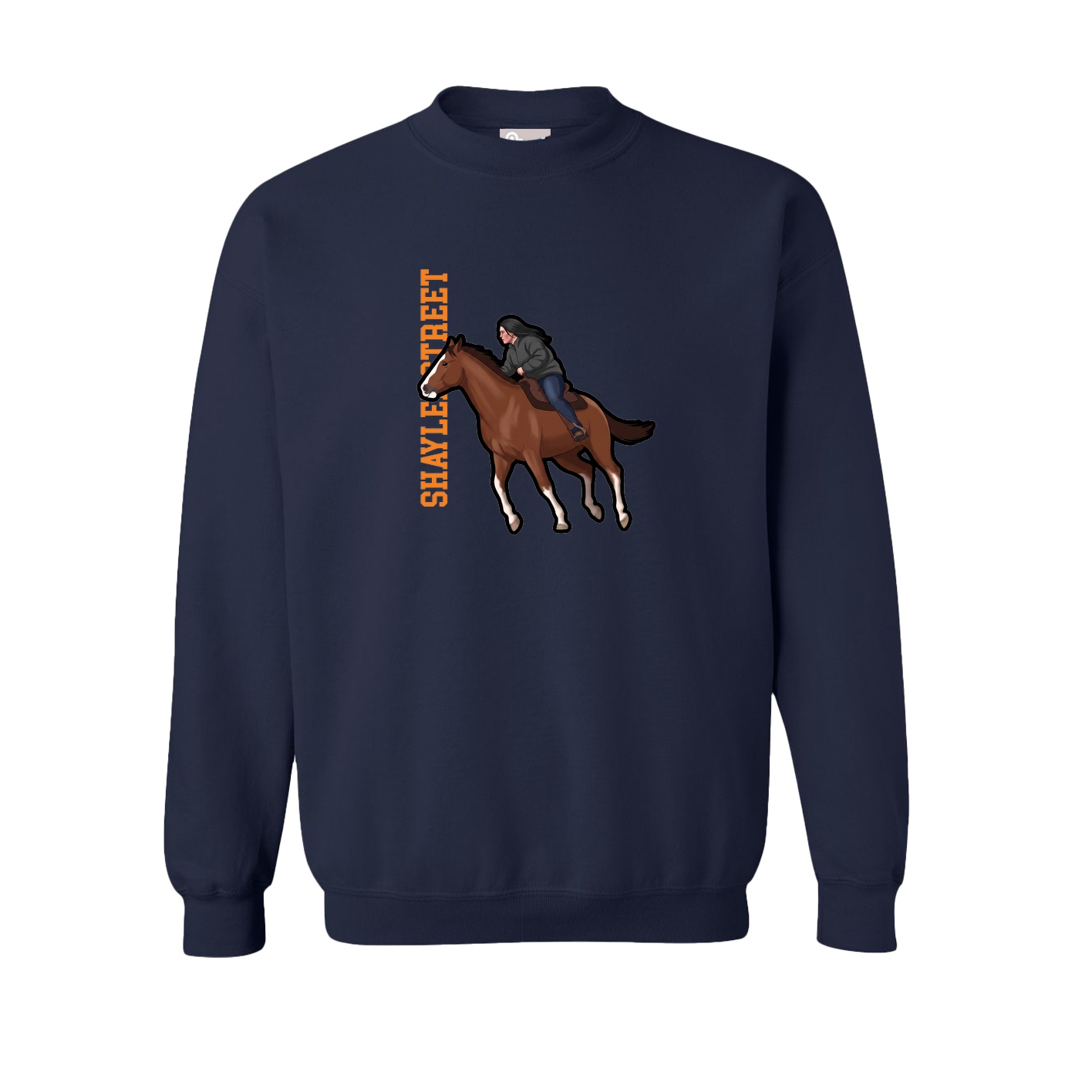 Fleece Crew — Name Vertical in Navy