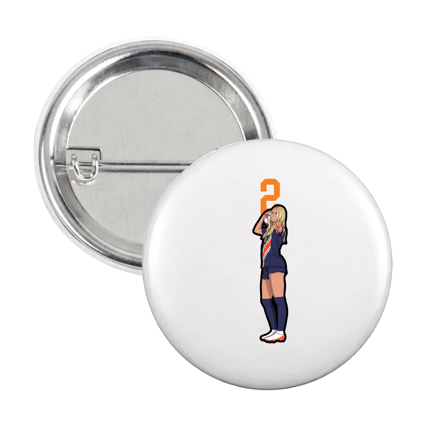 Game Day Button — Number Top in White