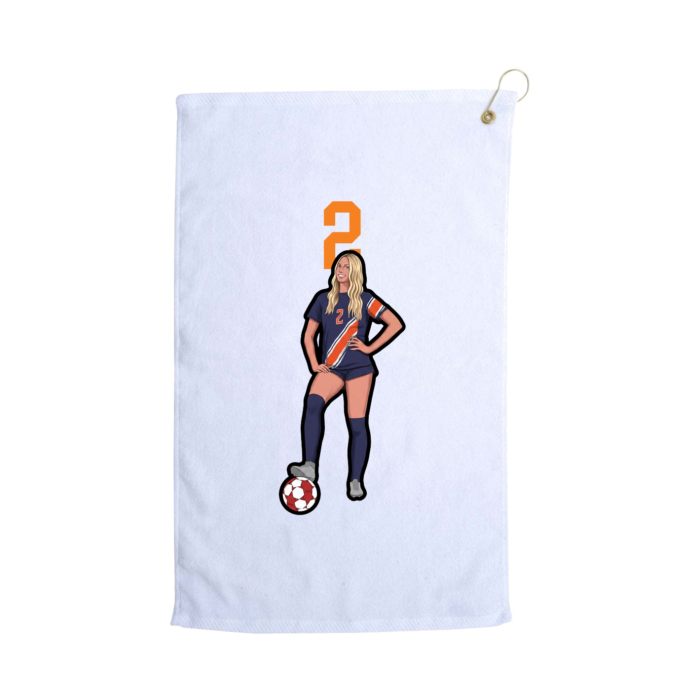 Golf Towel — Number Top in White