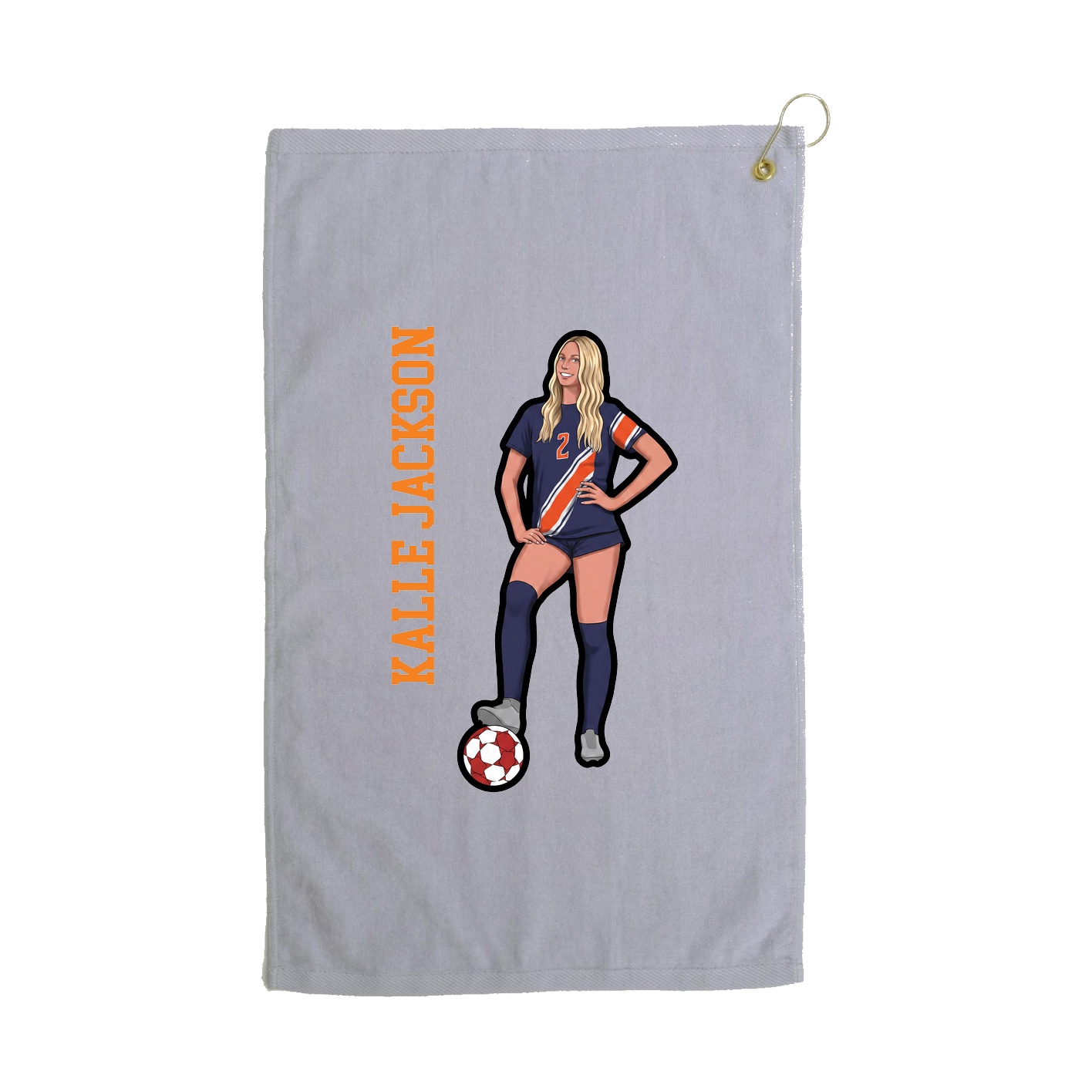 Golf Towel — Name Vertical in Grey