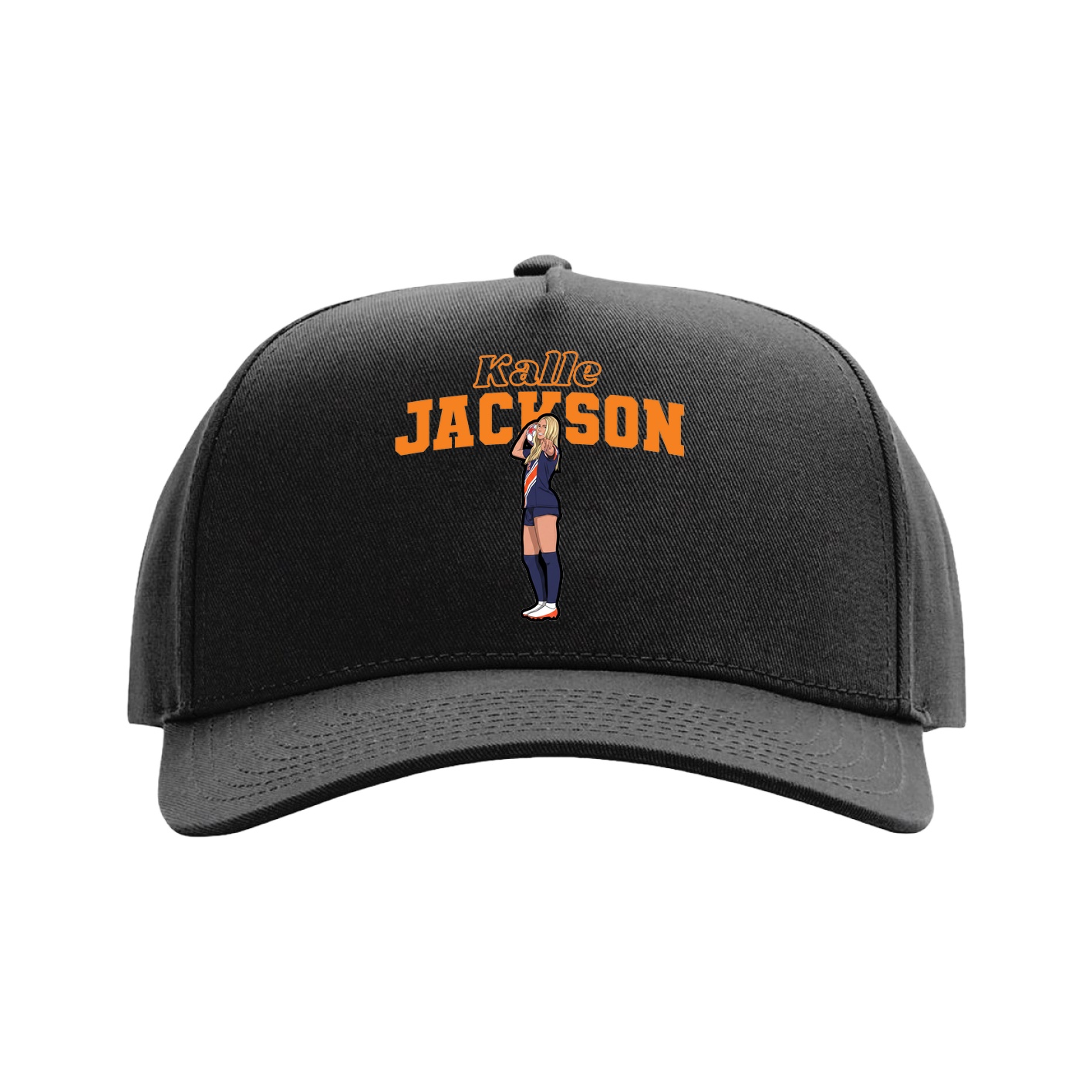 Full Fabric Five-Panel Champ Cap — Name Arch in Black