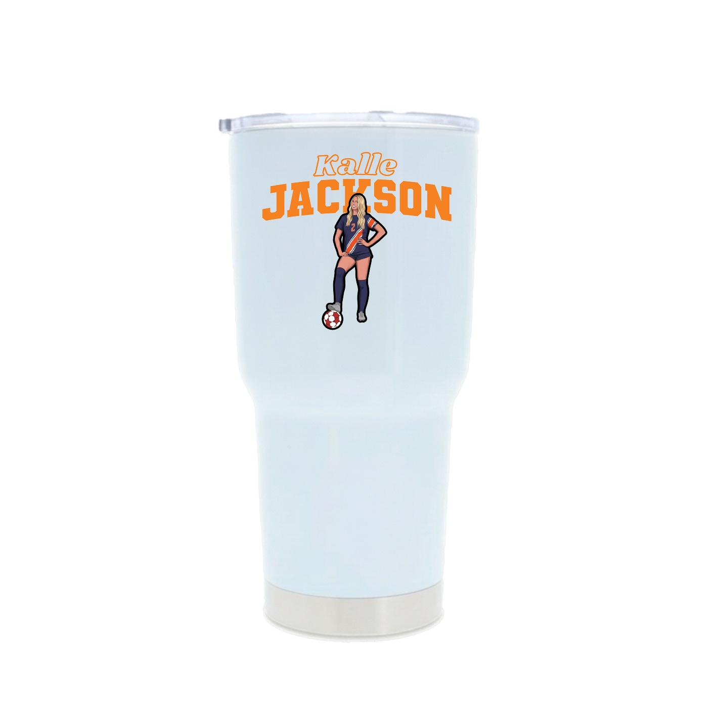 30oz Stainless Steel Tumbler — Name Arch in White