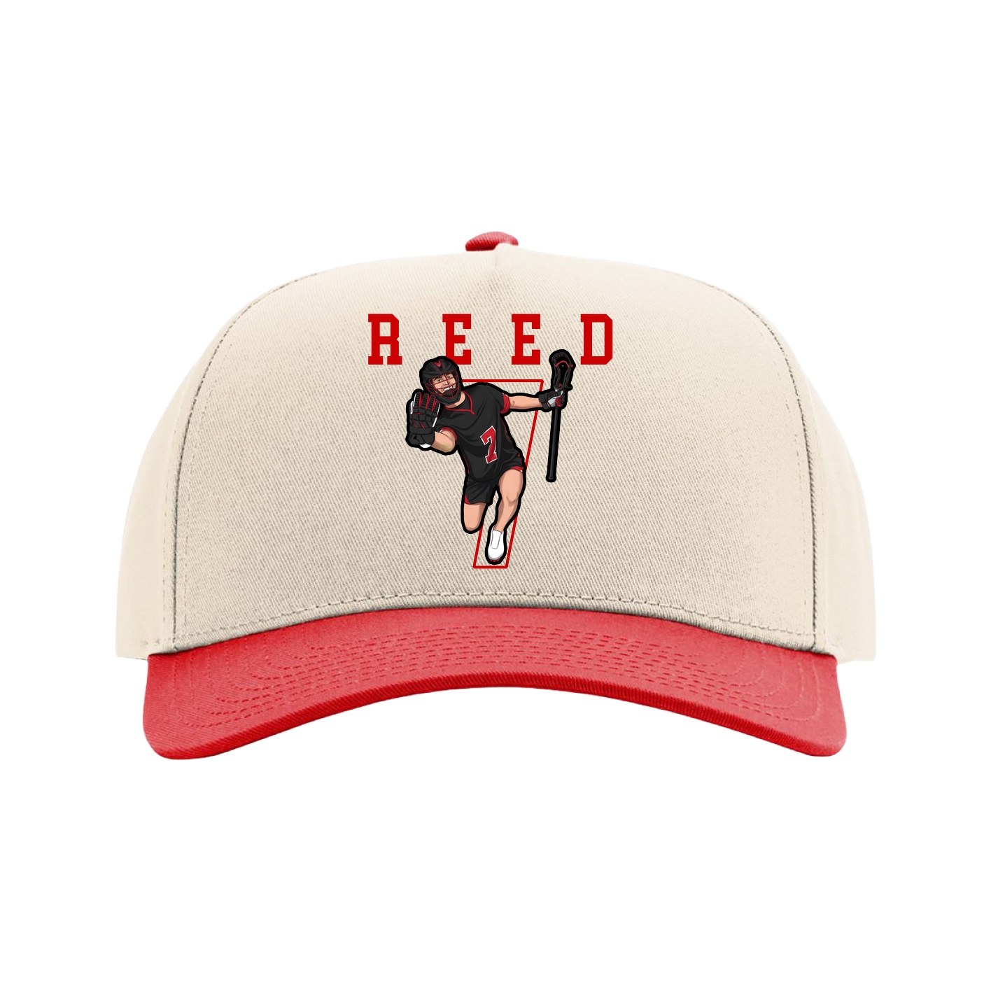Full Fabric Five-Panel Champ Cap — Shirsey in Cream/Red