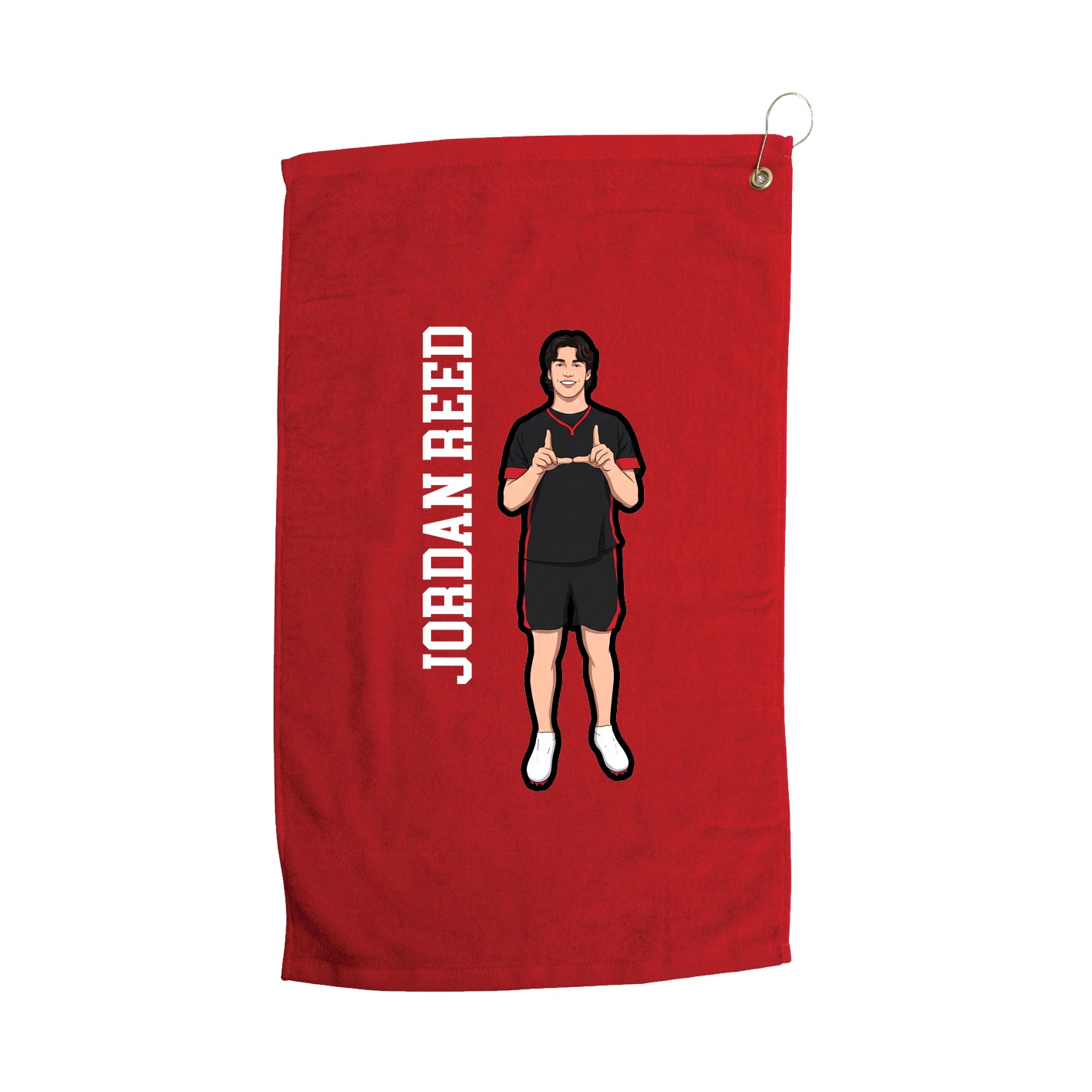 Golf Towel — Name Vertical in Red