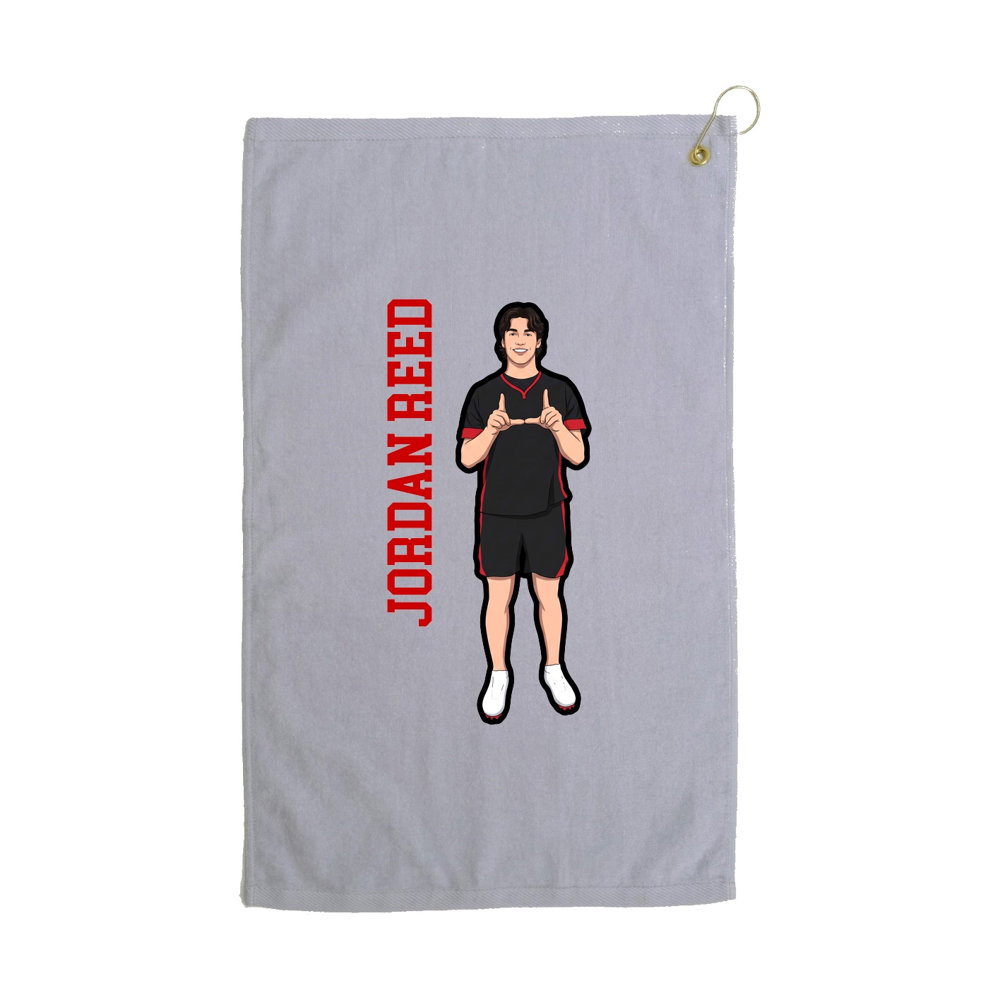 Golf Towel — Name Vertical in Grey