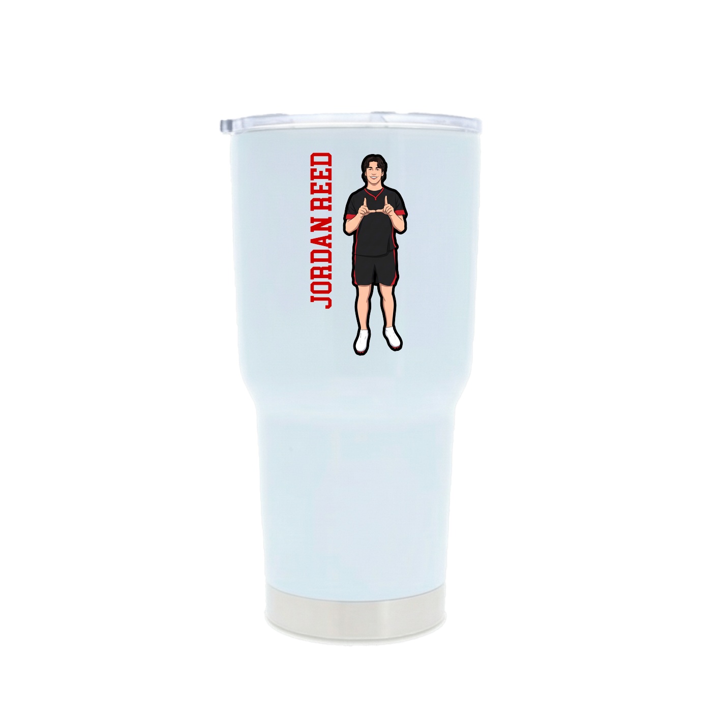 30oz Stainless Steel Tumbler — Name Vertical in White