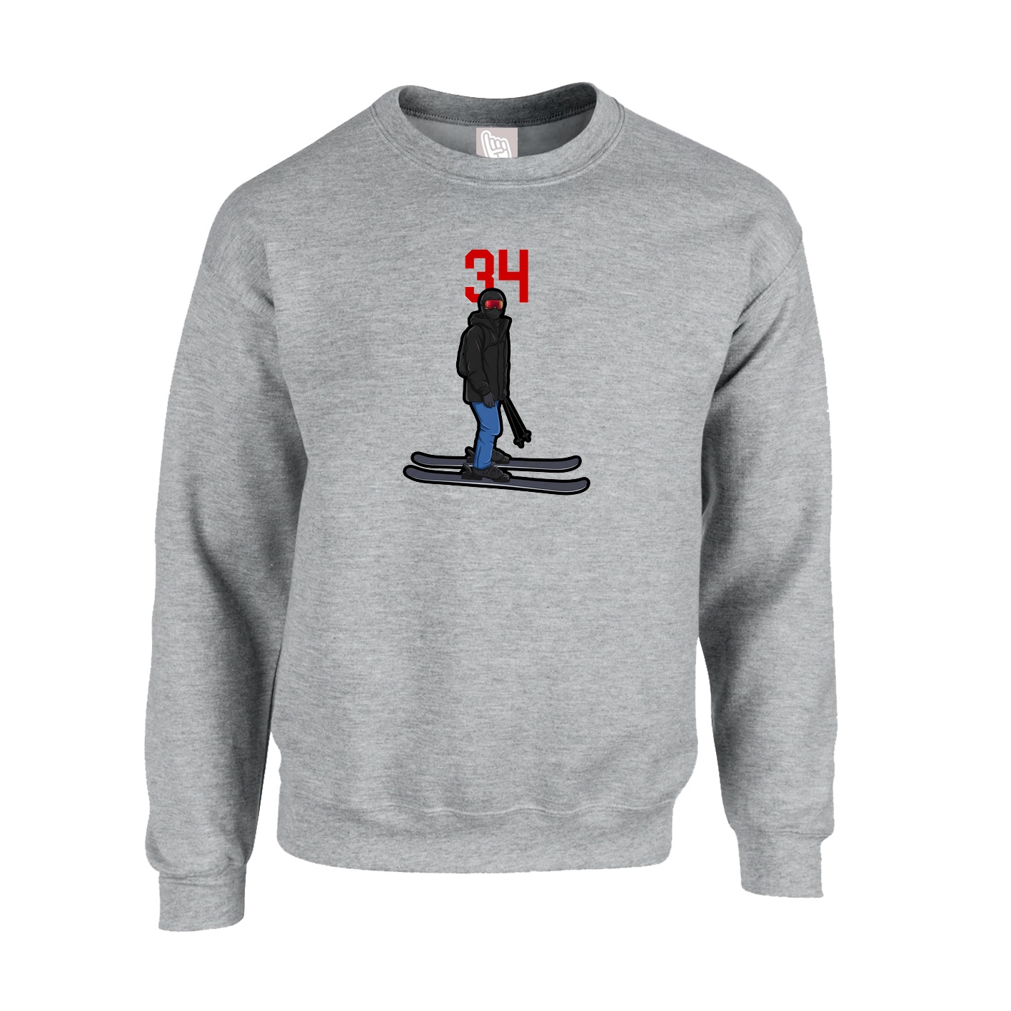 Fleece Crew — Number Top in Grey