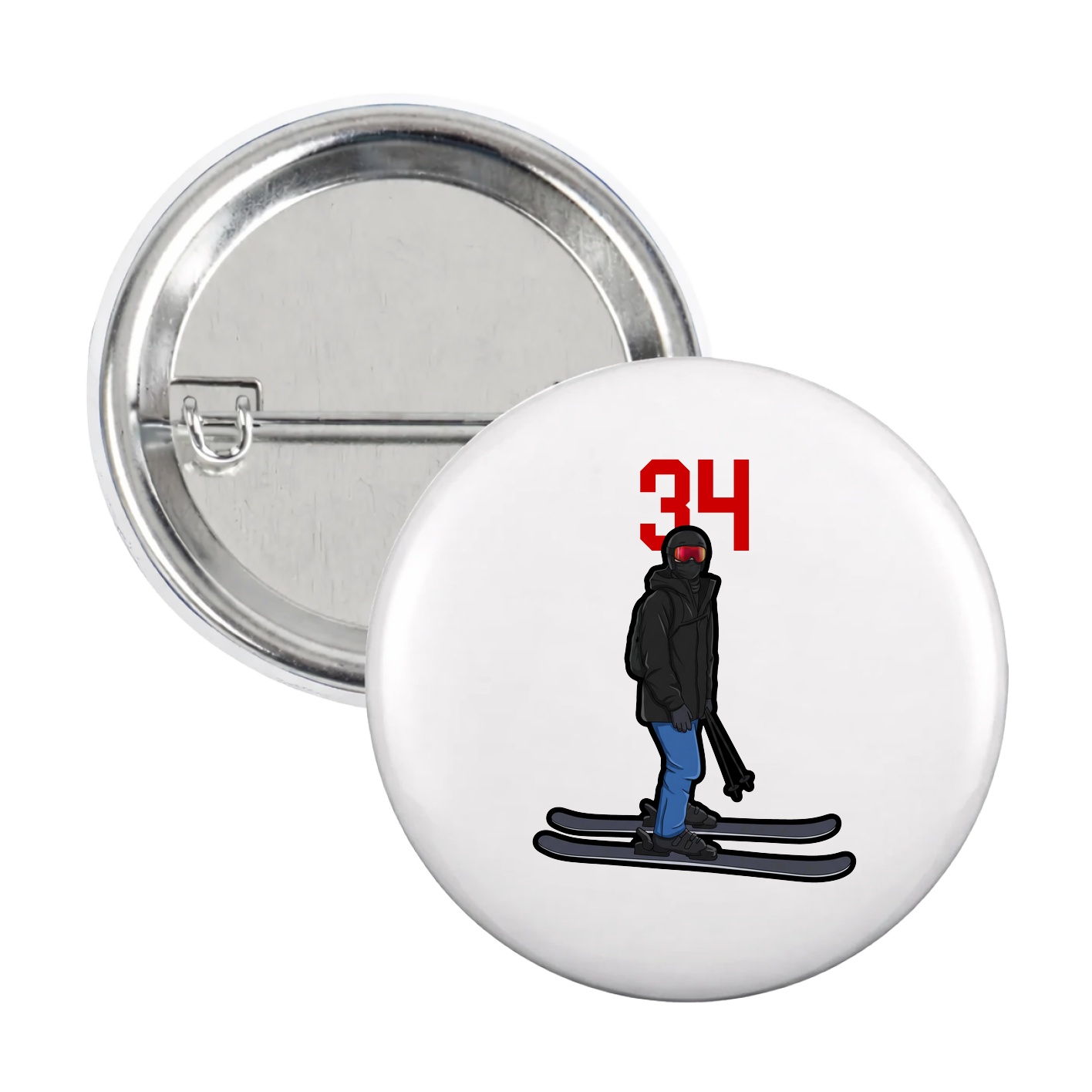 Game Day Button — Number Top in White
