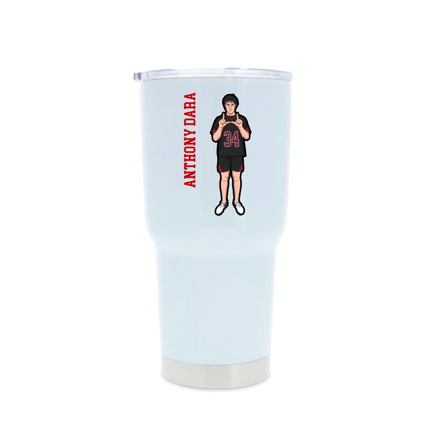 30oz Stainless Steel Tumbler — Name Vertical in White