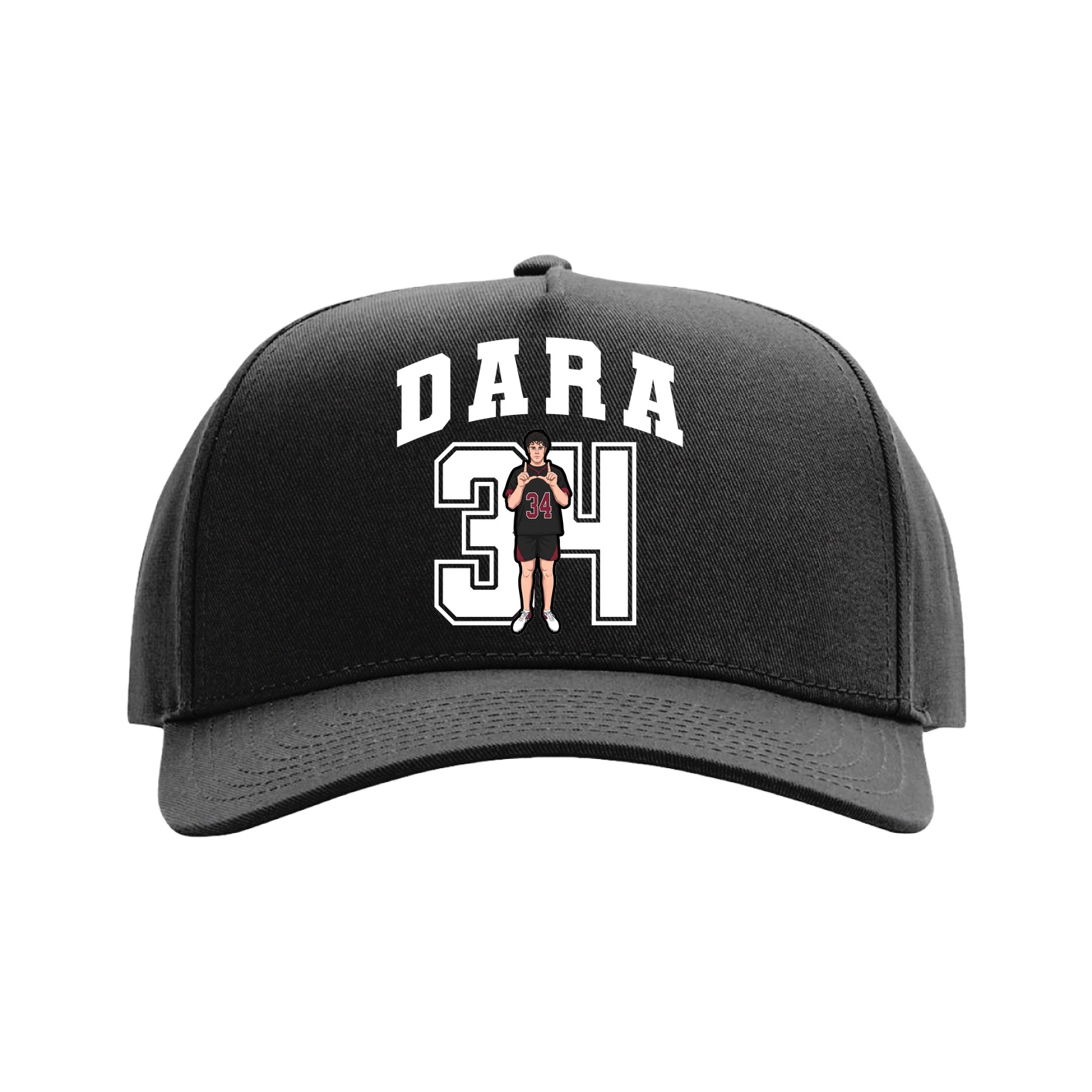 Full Fabric Five-Panel Champ Cap — Number in Black