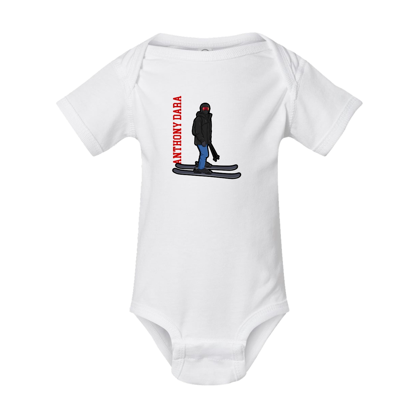 Baby Onesie — Name Vertical in White